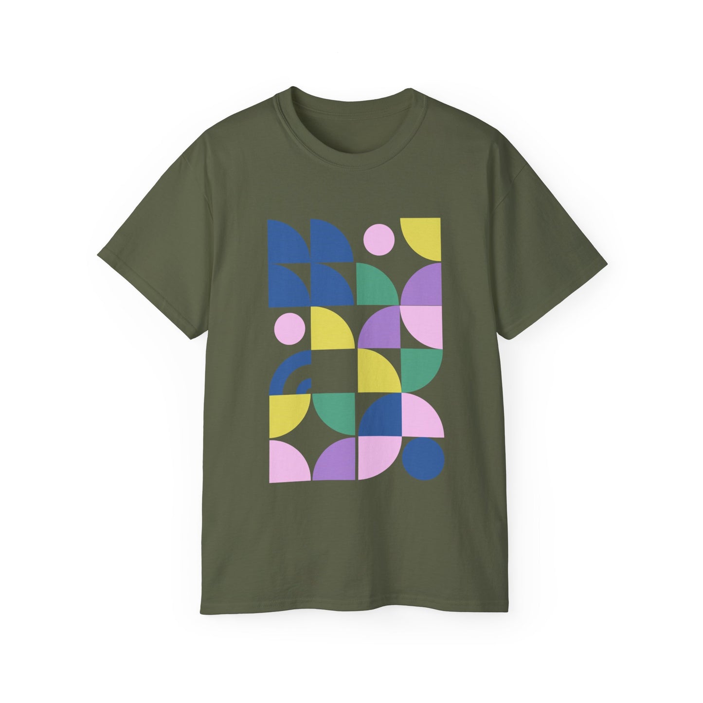 Camiseta de algodón ultra suave con ilustración de formas en colores pastel de la UE