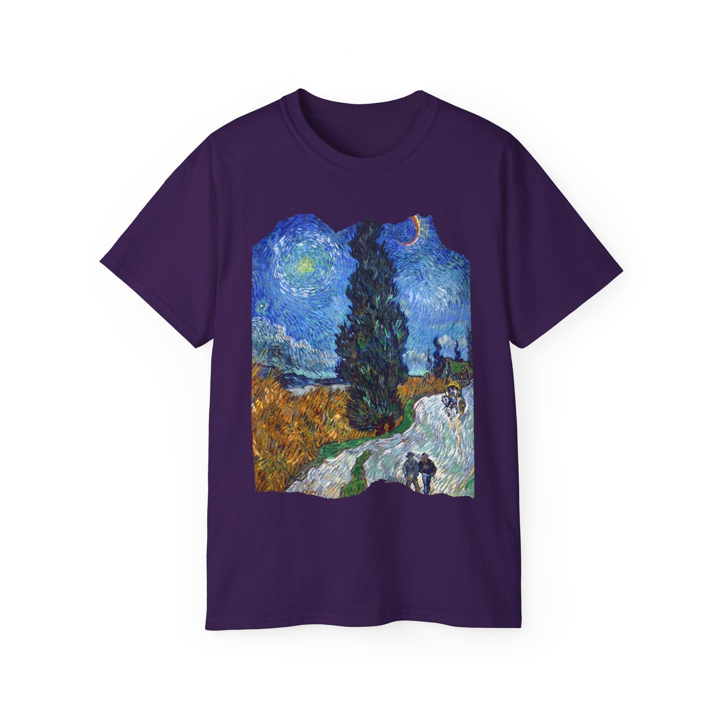 Camiseta de algodón ultradelgada de Vincent Van Gogh, Road with Cypresses and Star 1890 EU