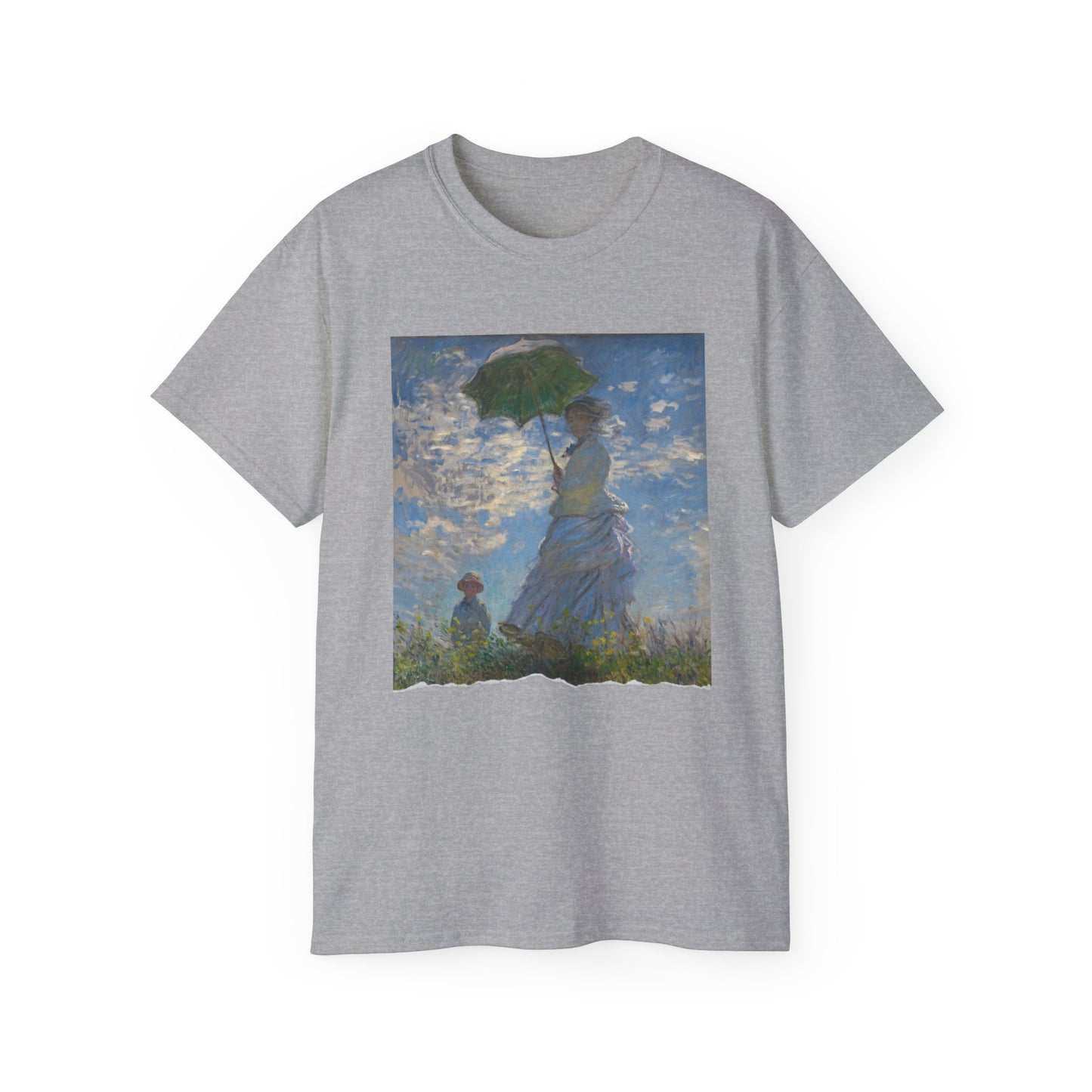 Camiseta de algodón ultrafino de la UE con el motivo Madame Monet y su hijo o El paseo de Claude Monet, 1875