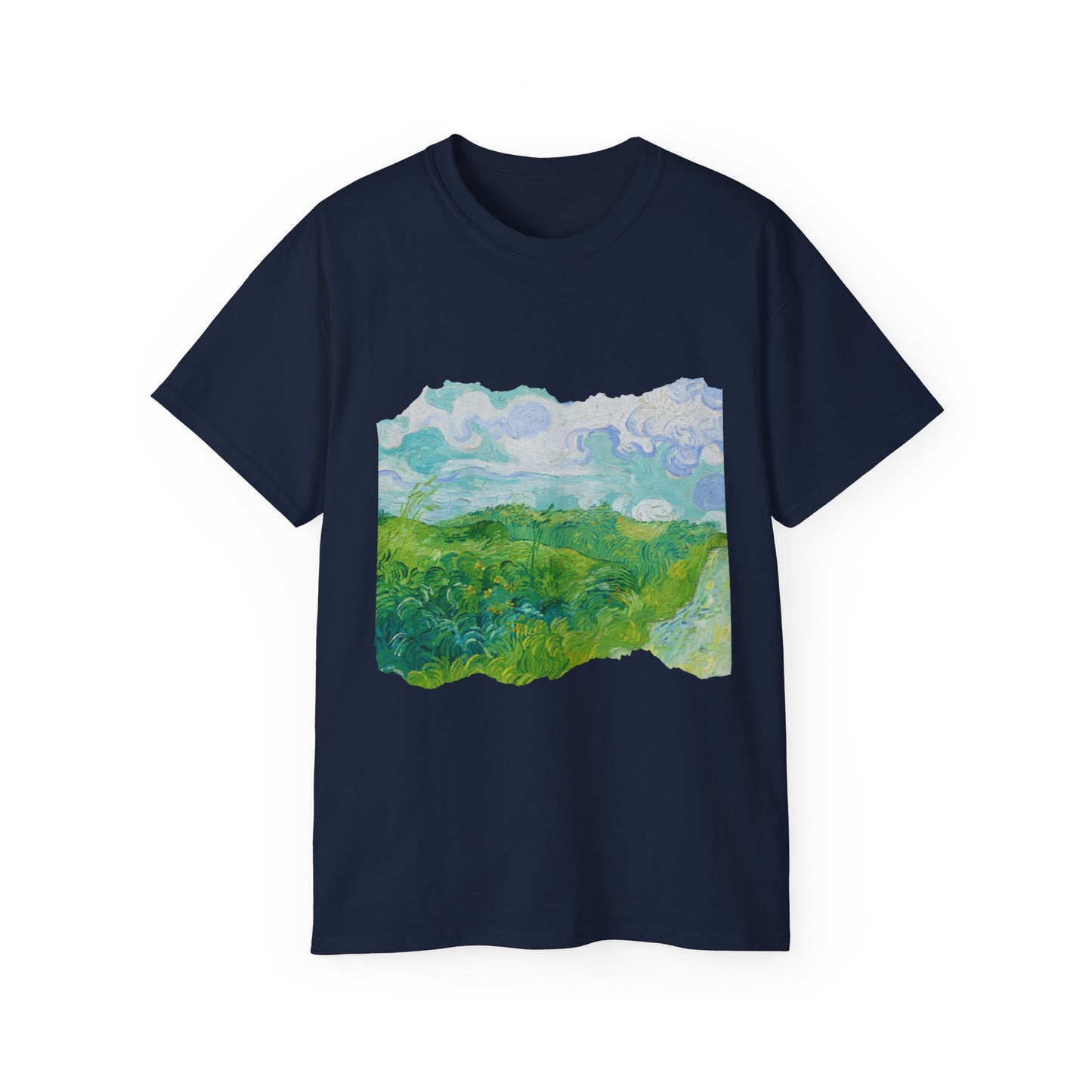 Camiseta unisex de algodón ultra fino con estampado de campos de trigo verde de Van Gogh, Auvers, 1890, UE