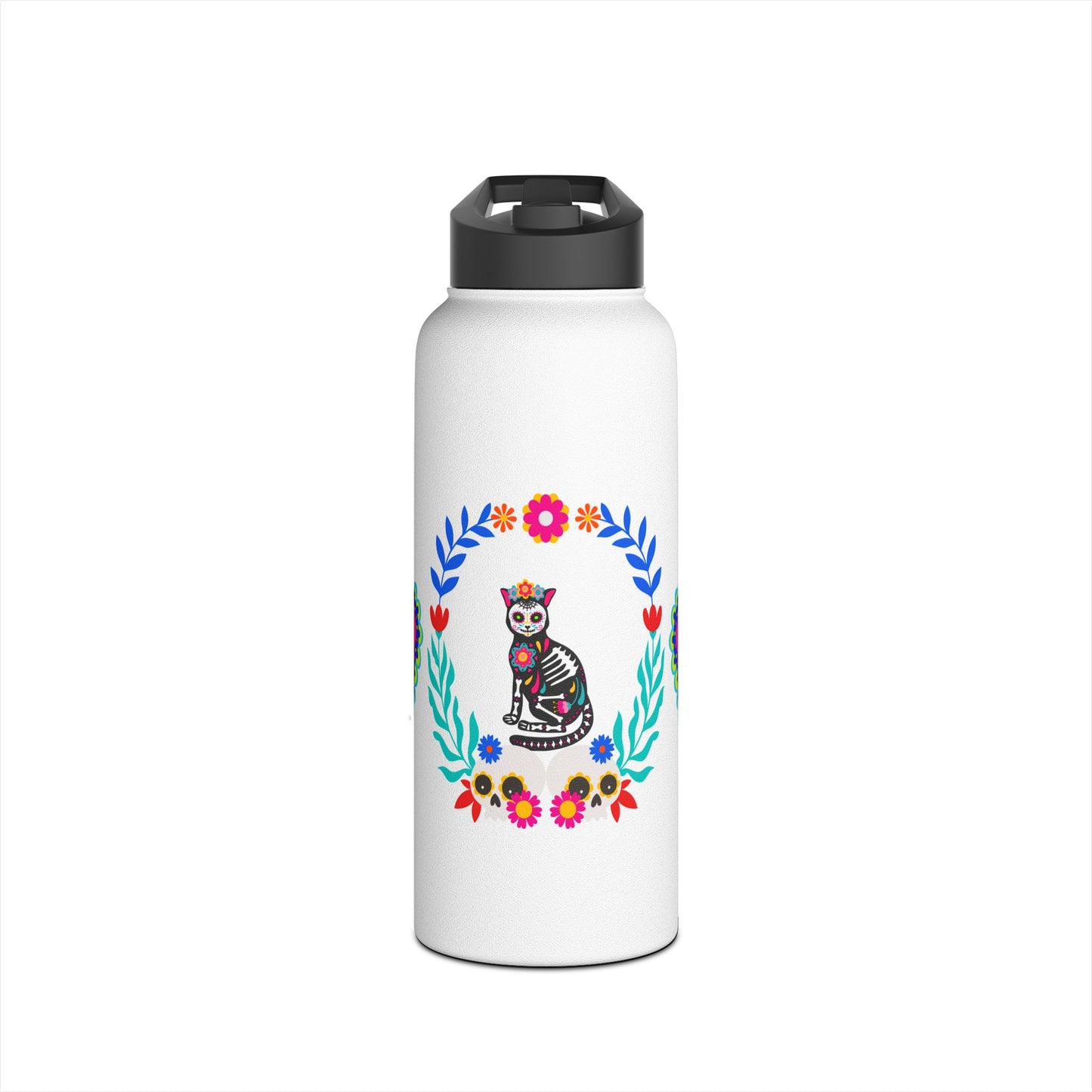 Día De La Kittie Stainless Steel Water Bottle, Standard Lid