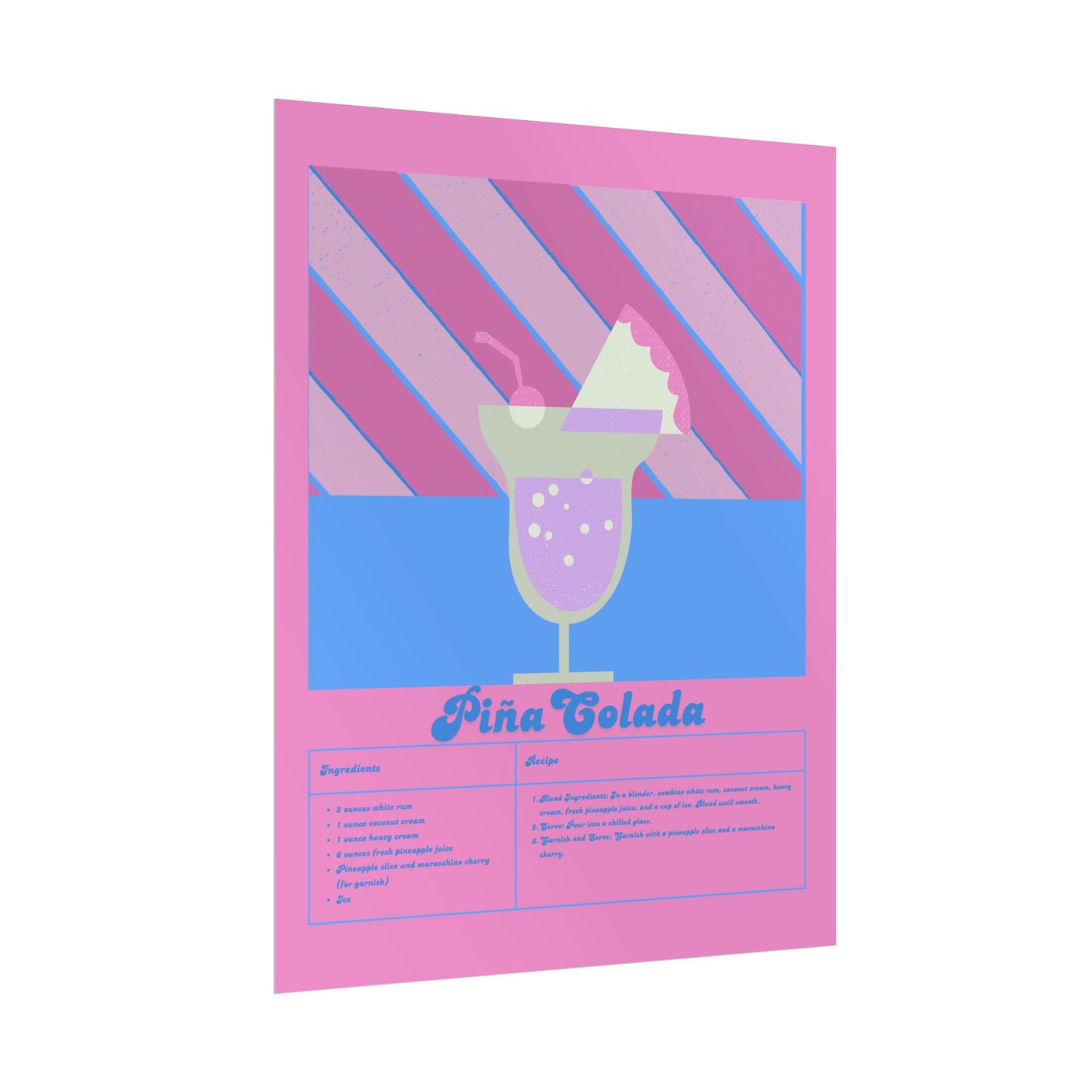 Pina Colada Illustration Vertical Poster SMALL EU