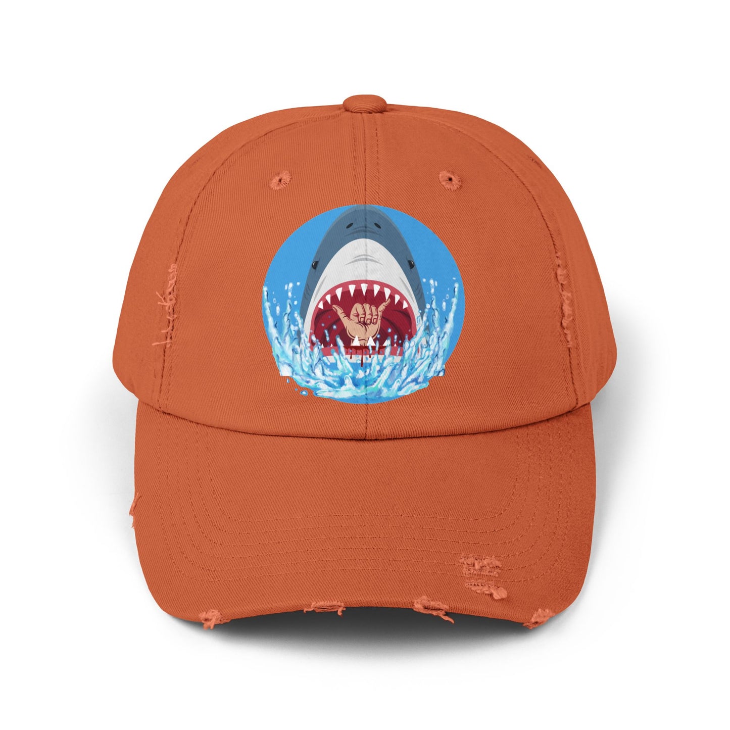 Surfin' Shark Unisex Distressed Cap