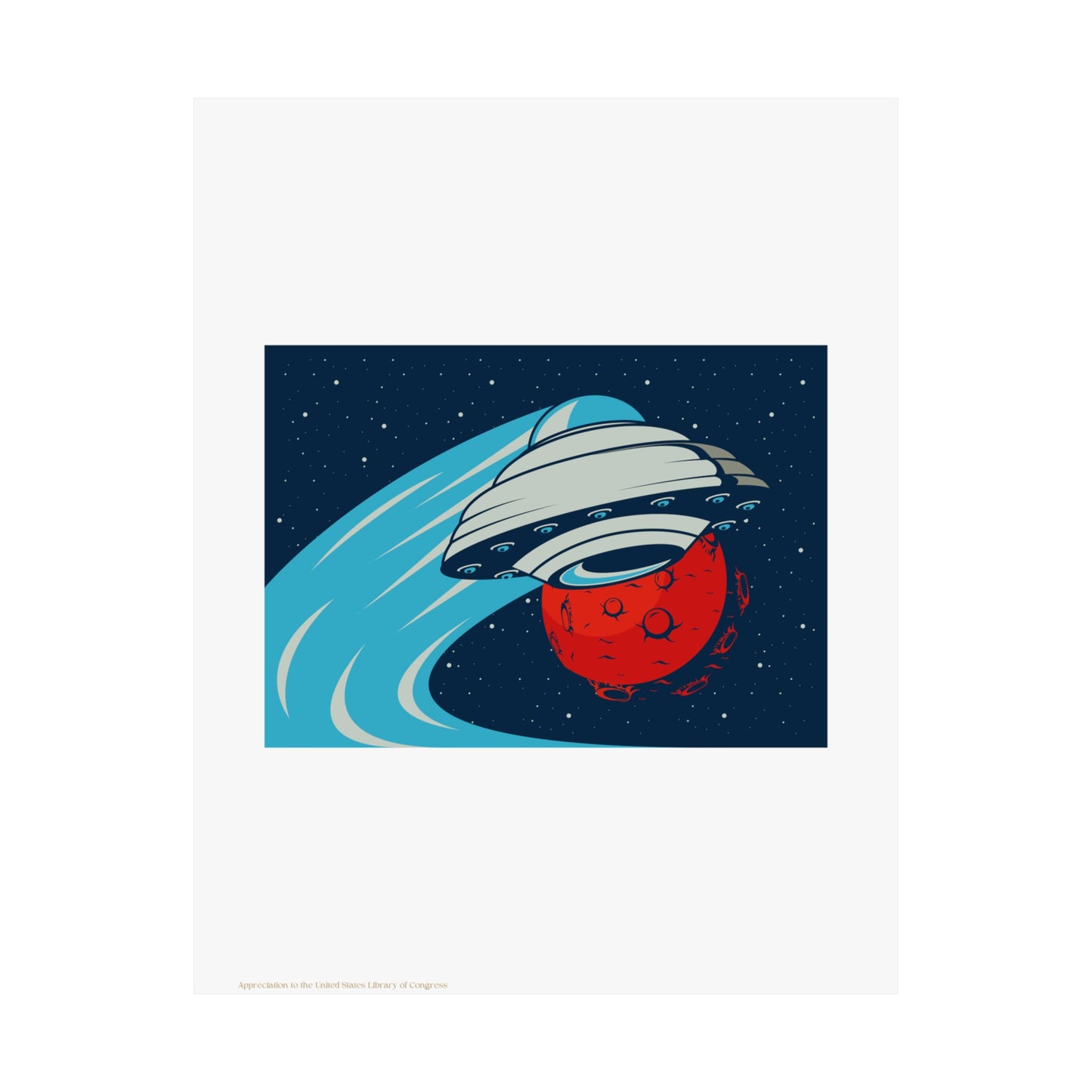 Space Ship Illustration Vertical Poster