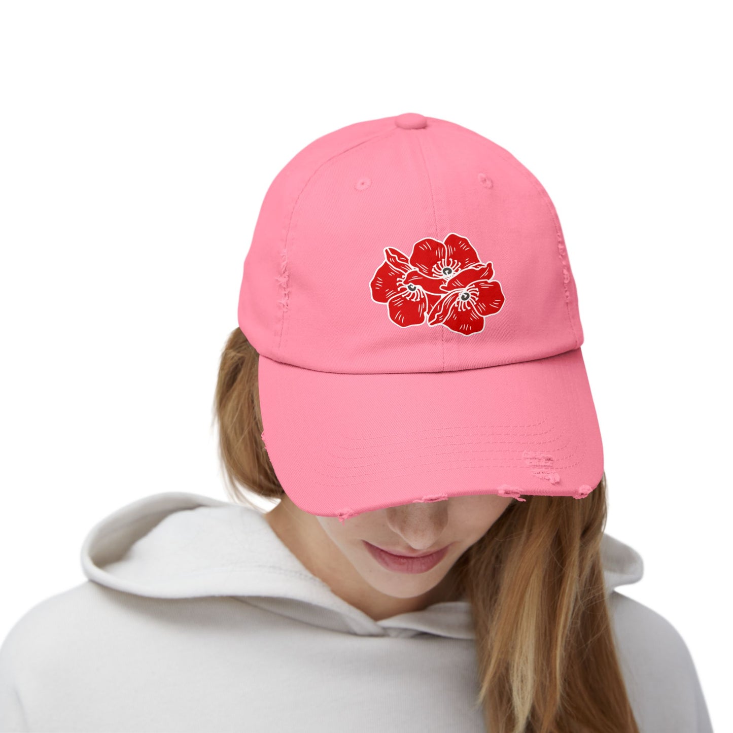 Poppies Unisex Distressed Cap