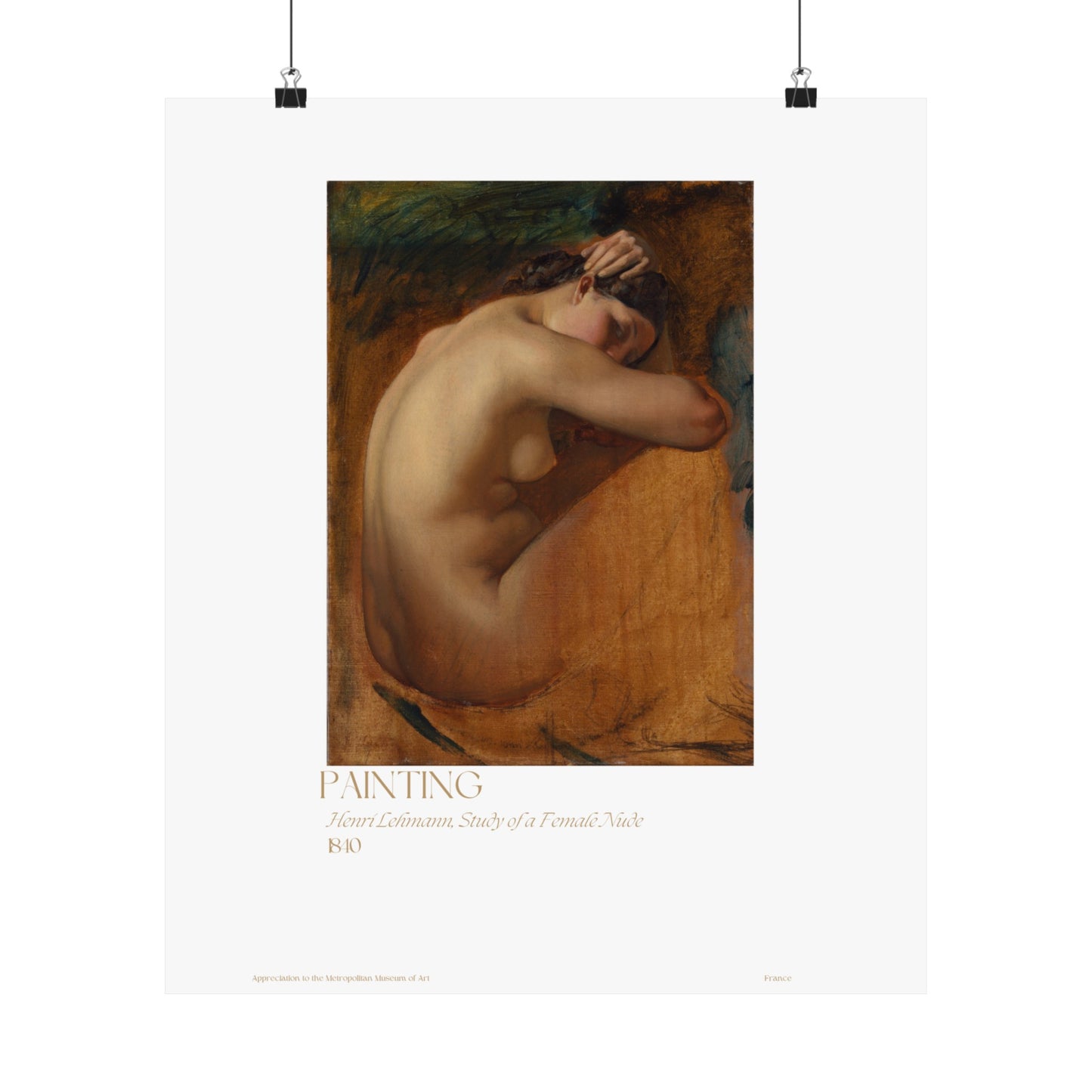 Henri Lehmann, Study of a Female Nude 1840 Vertical Posters