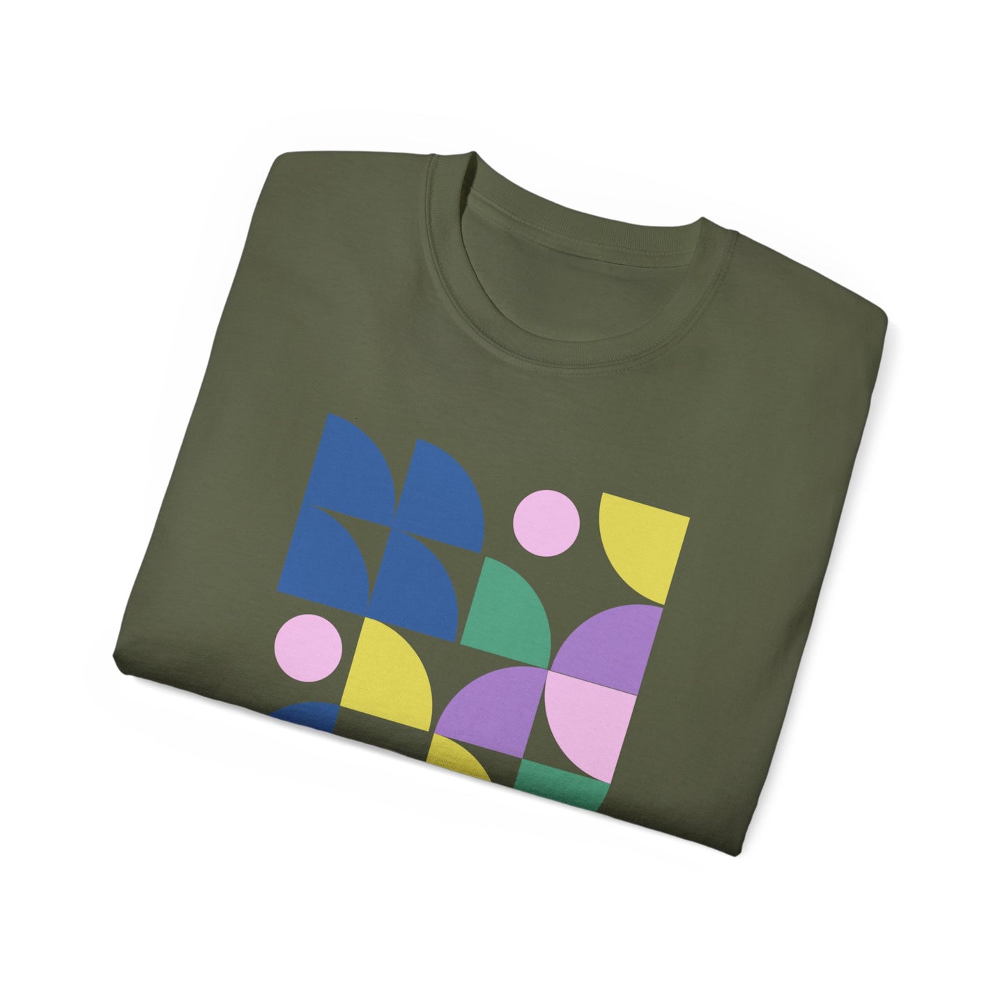 Camiseta de algodón ultra suave con ilustración de formas en colores pastel de la UE