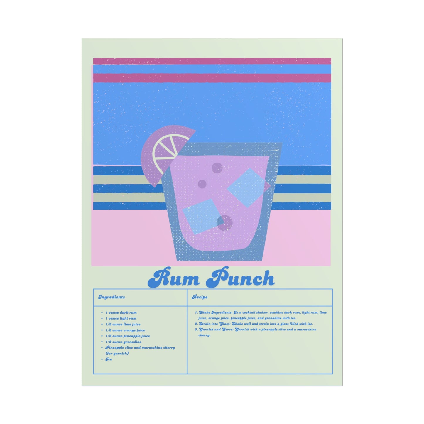 Rum Punch Illustration Vertical Poster LARGE EU