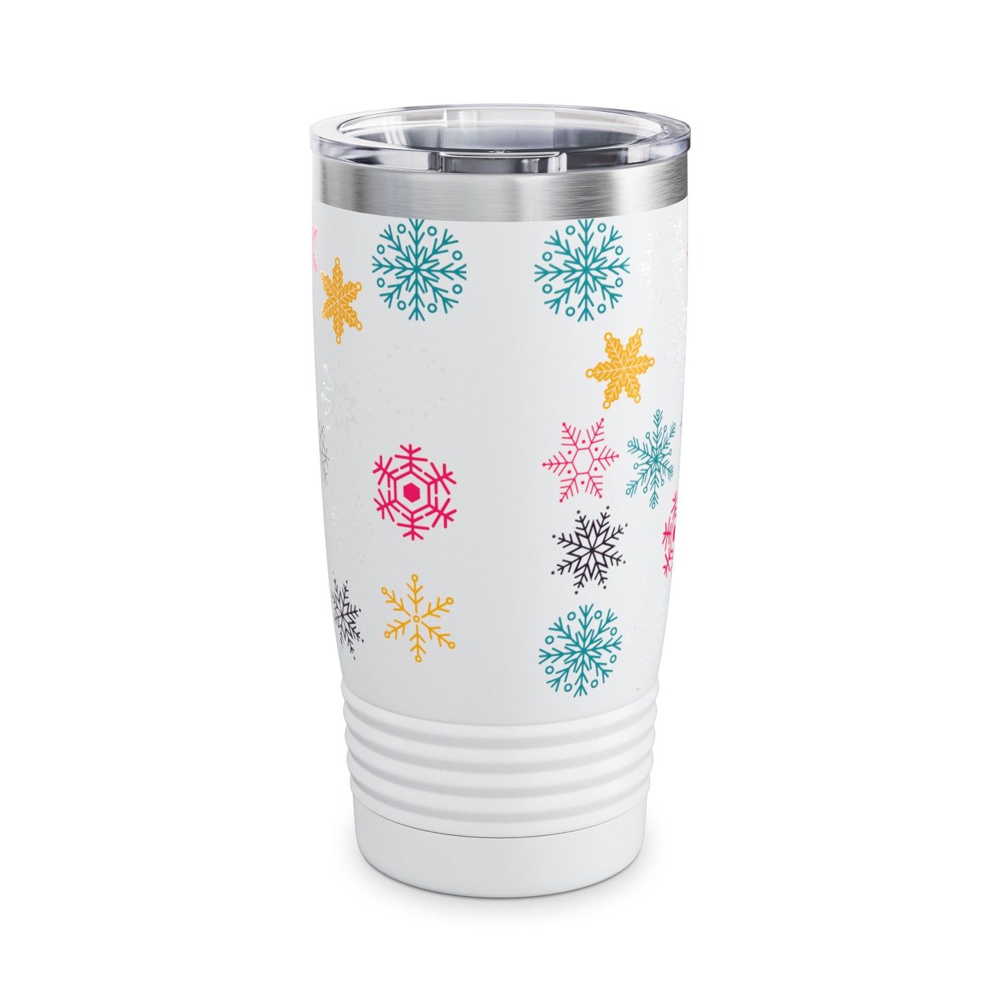 Vaso de cuello redondo con diseño de arcoíris Let it Snow, 20 oz