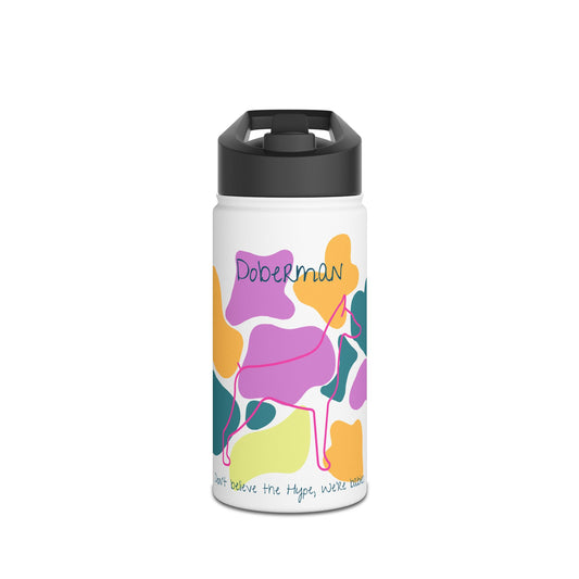 Doberman Stainless Steel Water Bottle, Standard Lid