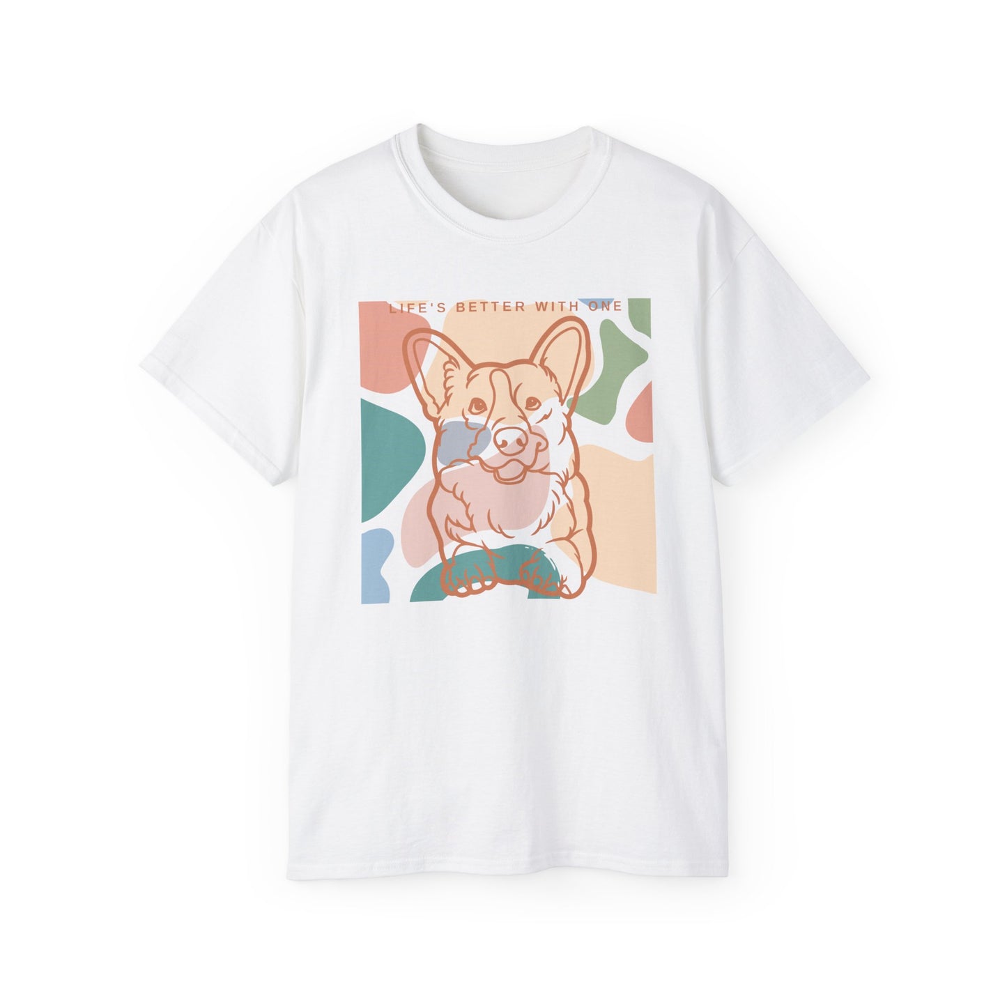 Linda camiseta unisex de algodón ultra fino Corgi de la UE de dos caras 