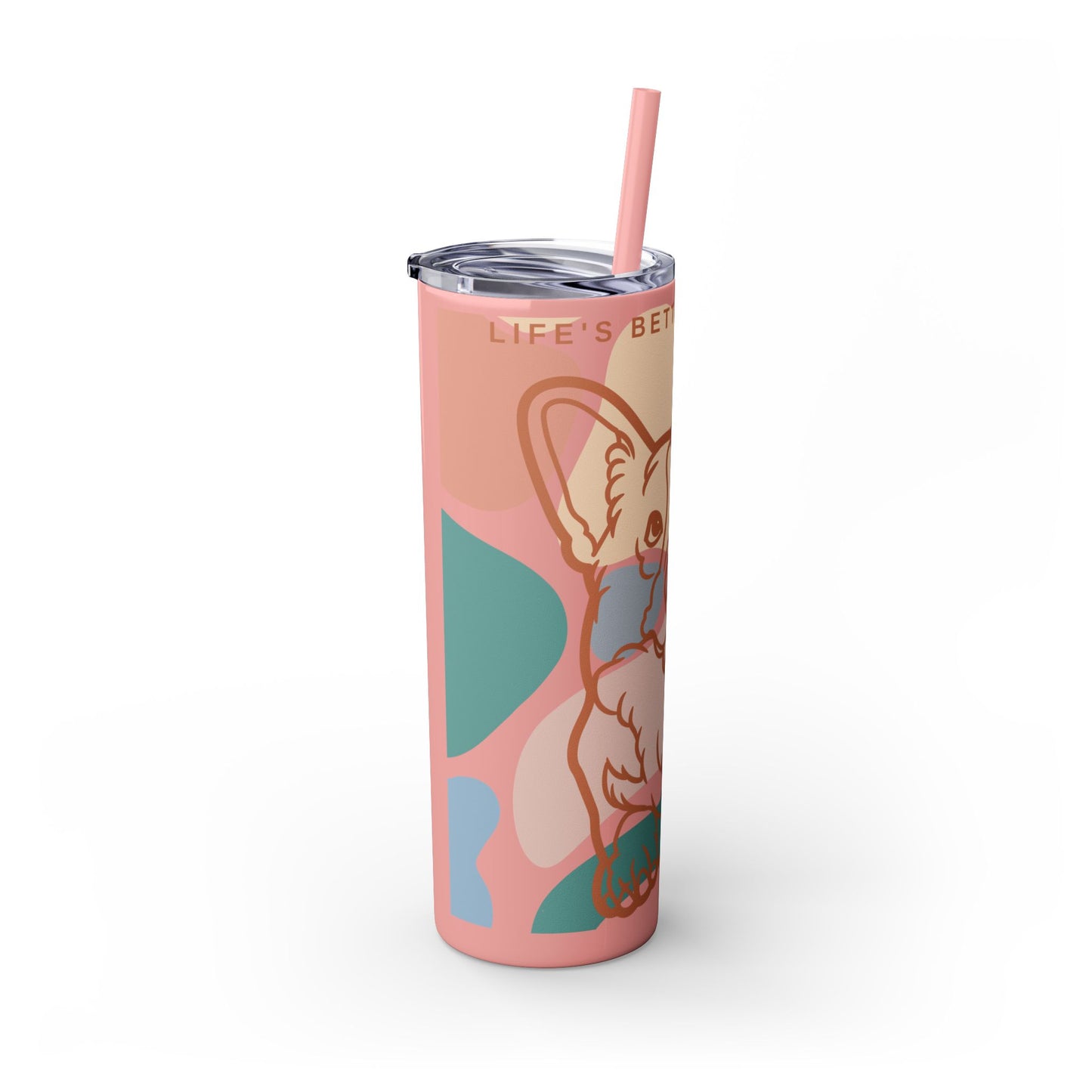 Cute Corgi Skinny Tumbler with Straw, 20oz