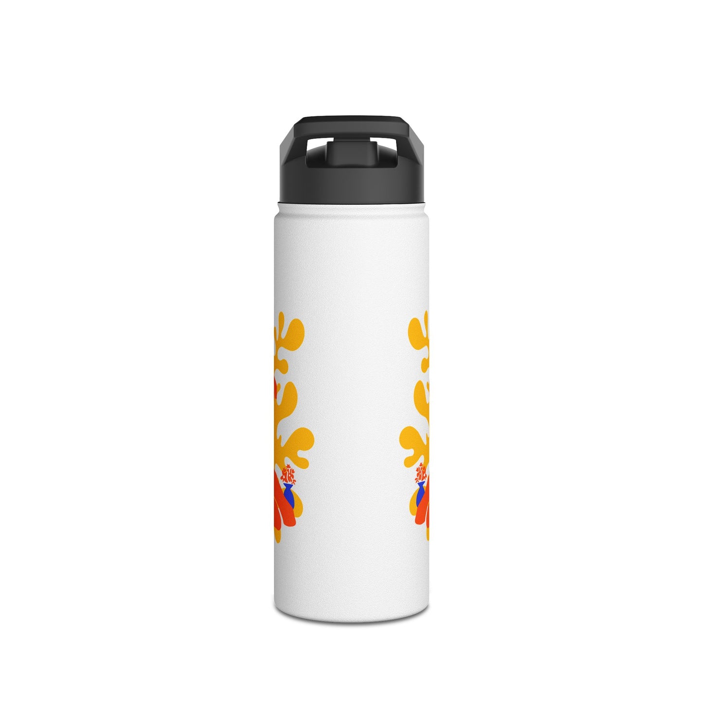 Woman, Plant, and Cat Stainless Steel Water Bottle, Standard Lid