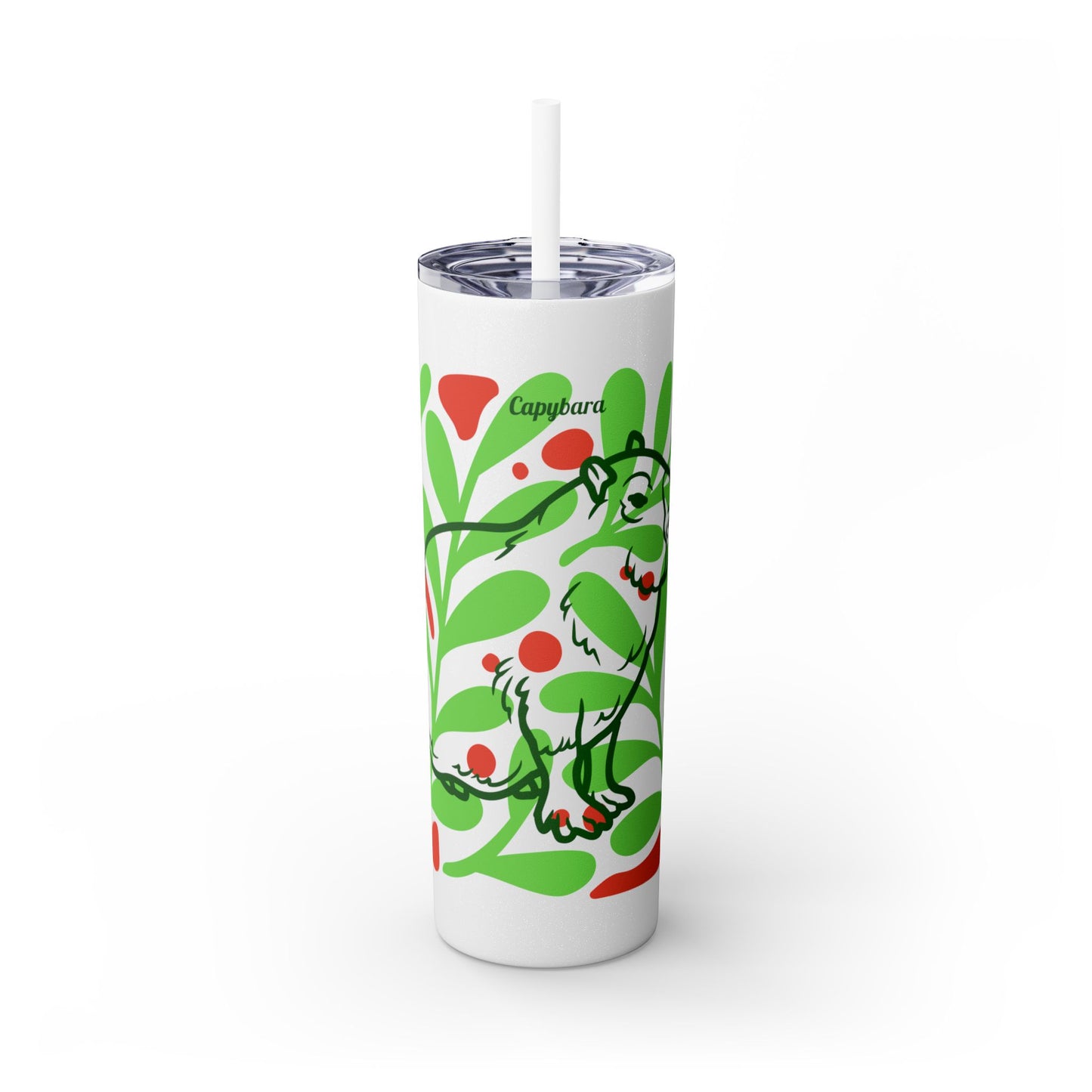 Capybara Skinny Tumbler with Straw, 20oz