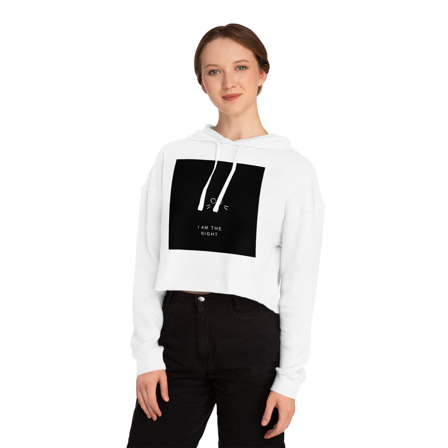 Black Cat Crop Hoodie