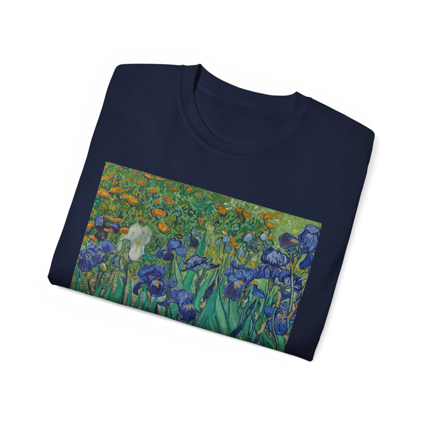 Camiseta unisex de algodón ultrafino con la imagen de los lirios rasgados de Van Gogh, 1889