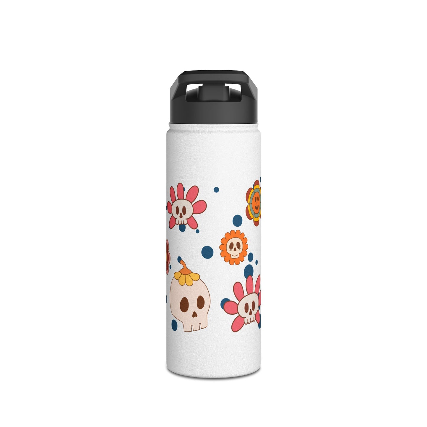 Halloween Flowers Stainless Steel Water Bottle, Standard Lid