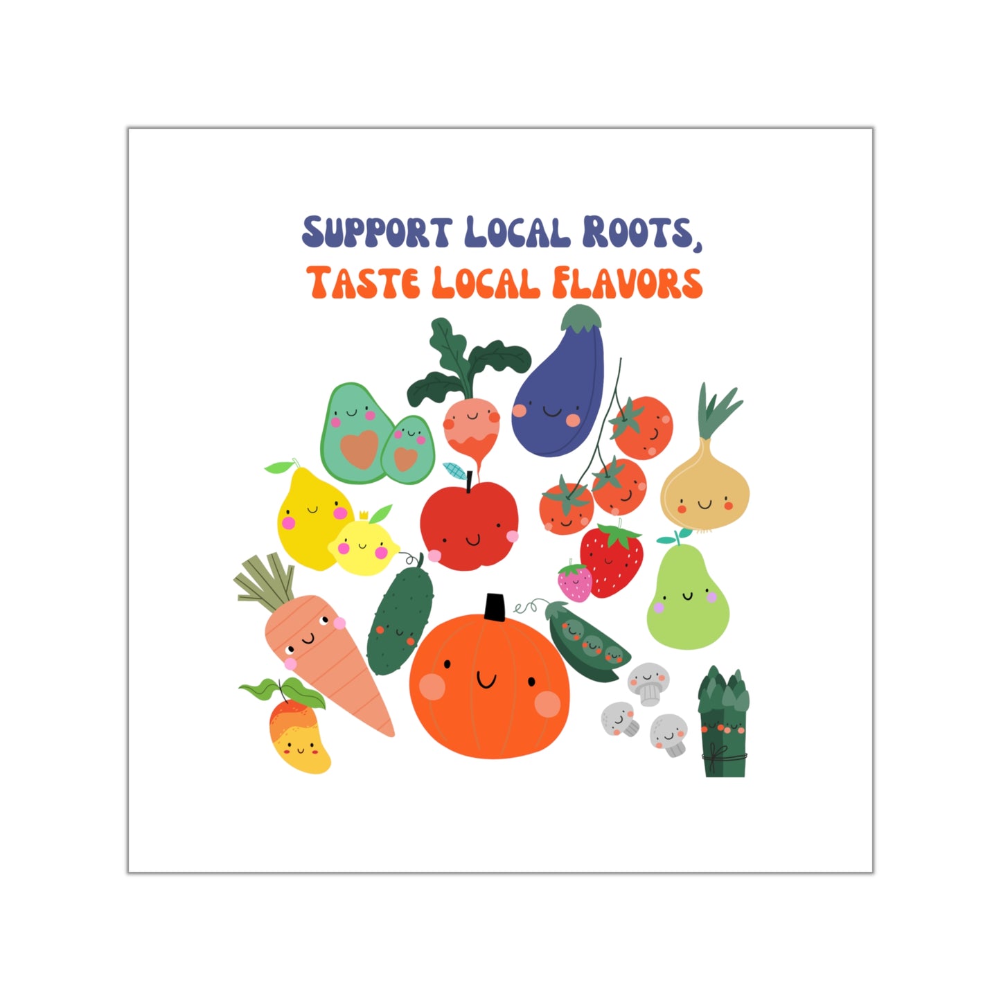 Local Roots, Local Flavors Vinyl Square Stickers EU