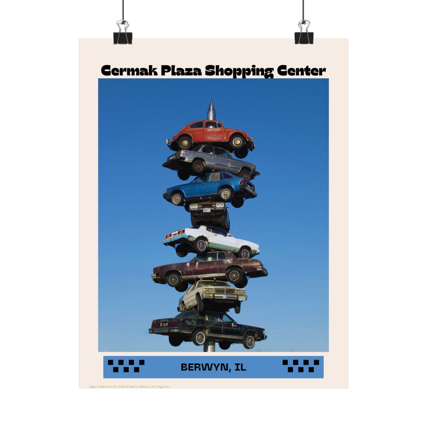 Famous Cermak Stacked Car Sculpture Illinois Vertical Poster