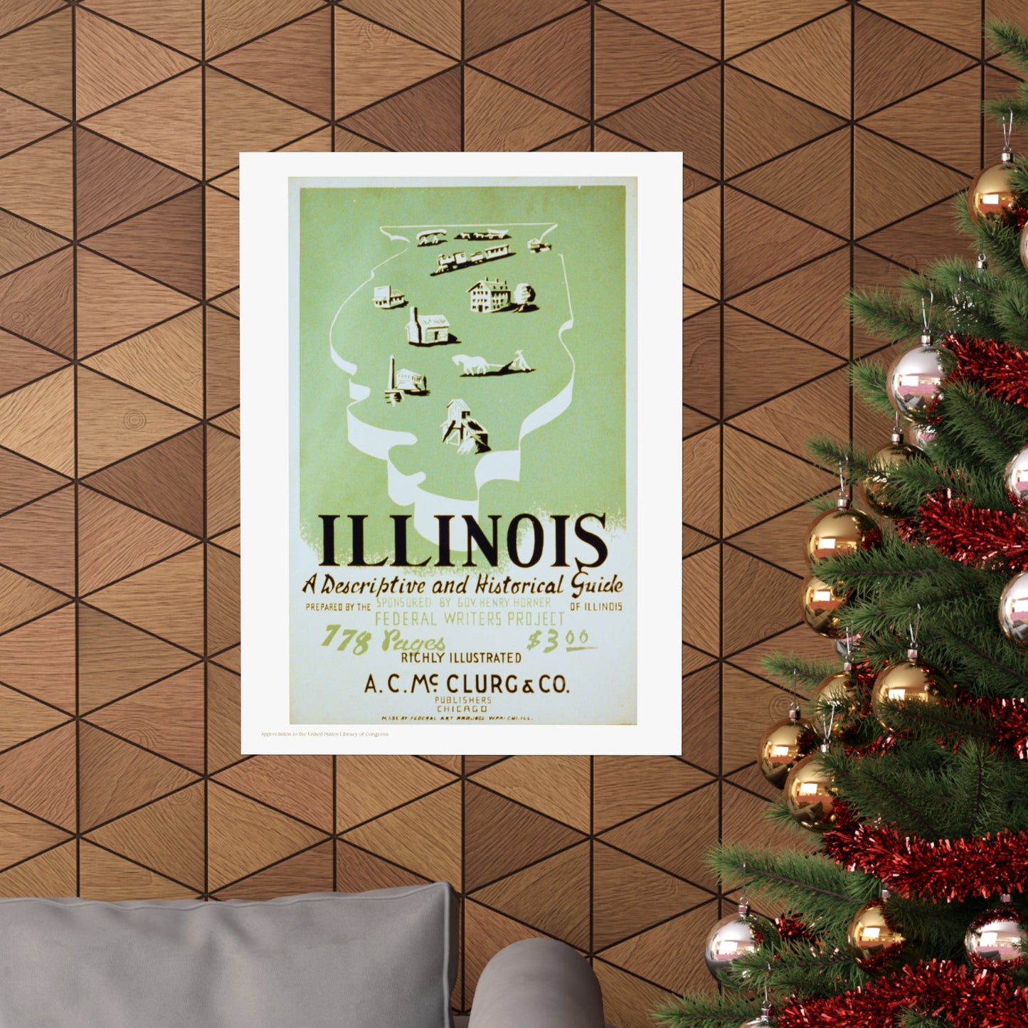 Illinois a Guide Illustration Vertical Poster