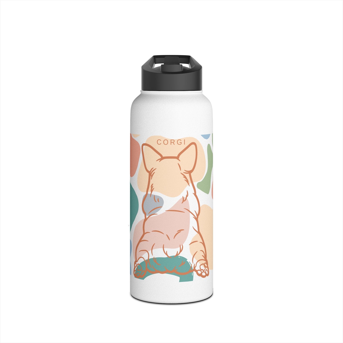 Cute Corgi Rump Stainless Steel Water Bottle, Standard Lid