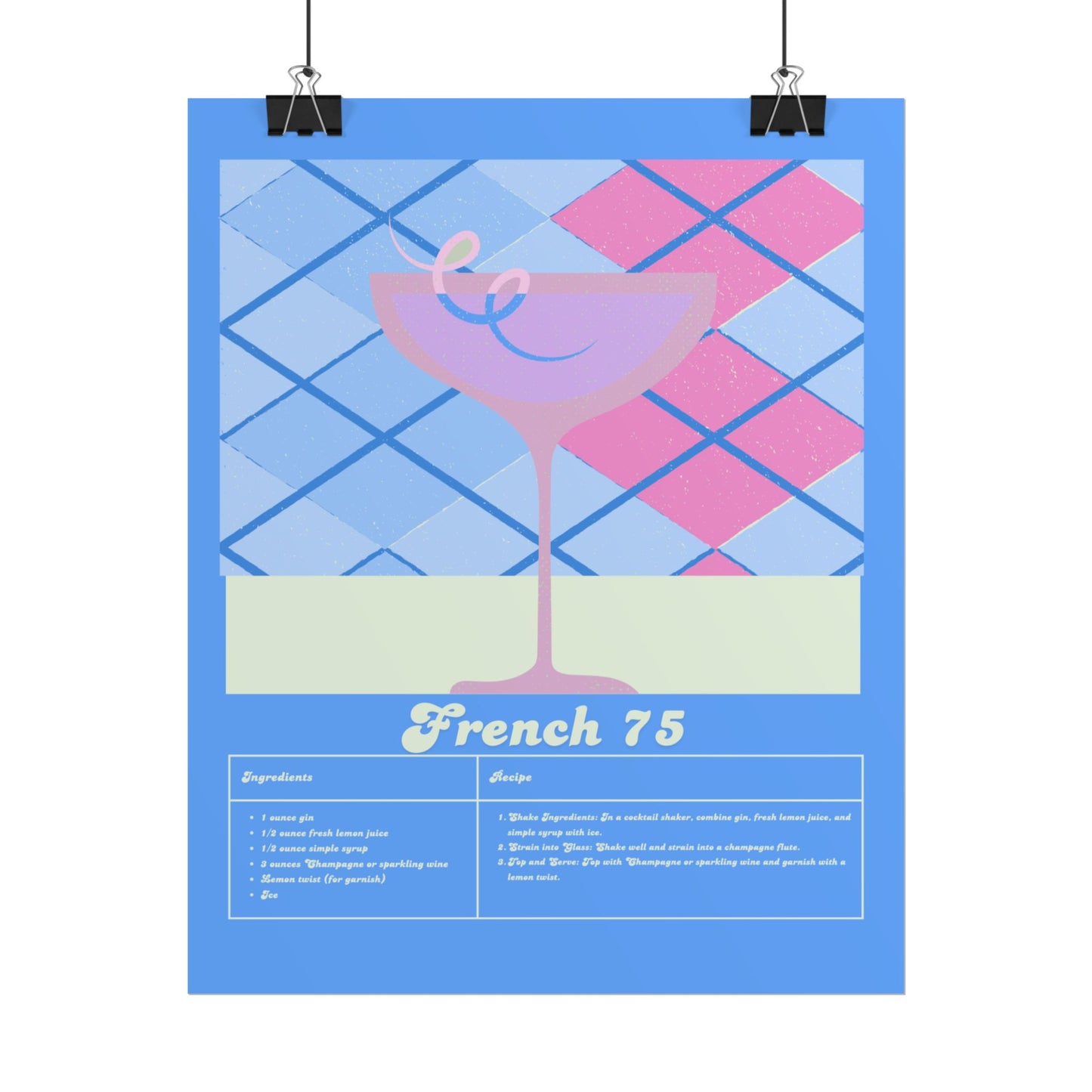 French 75 Illustration Vertical Poster SMALL EU