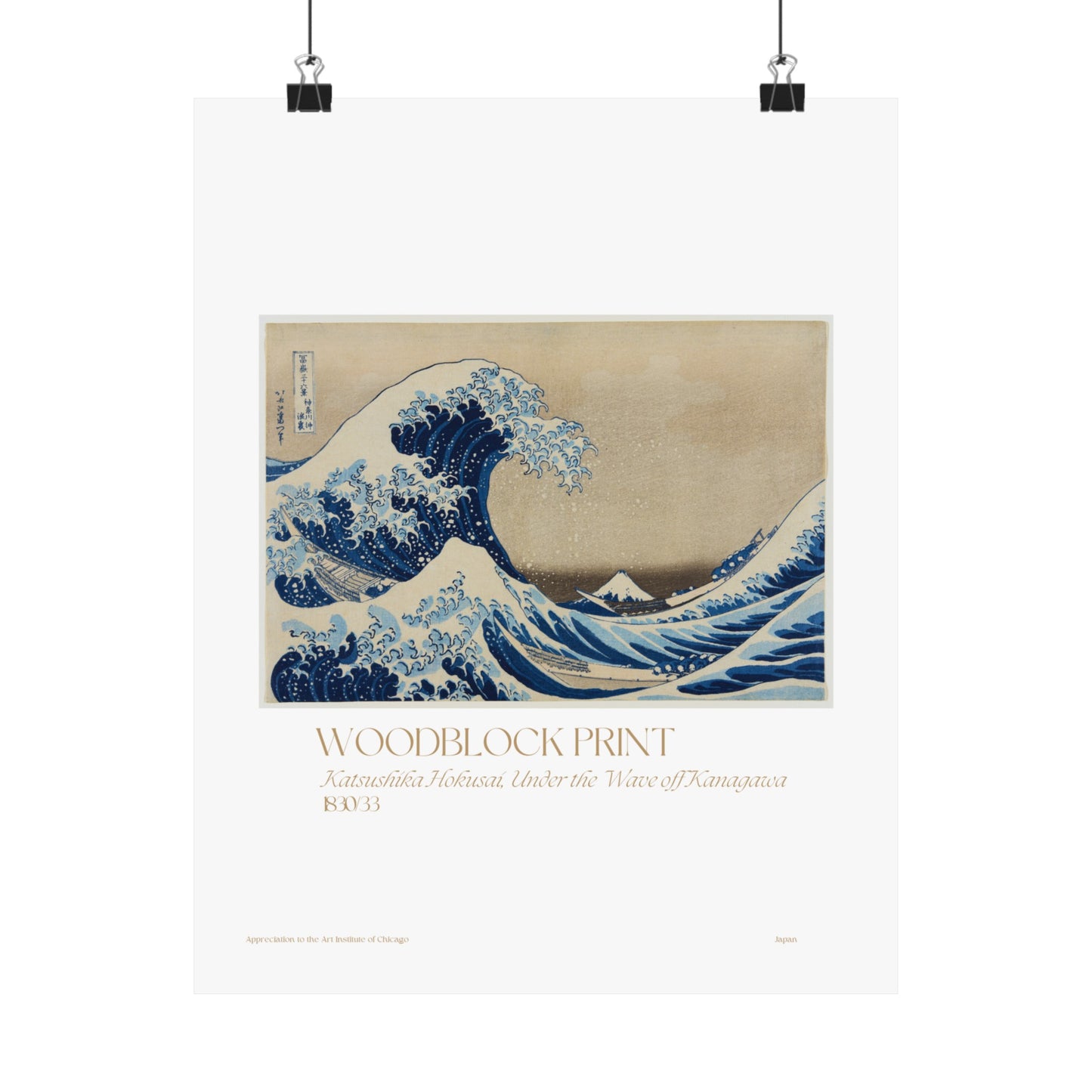 Katsushika Hokusai, Under the Wave off Kanagawa Japan1830/33 Vertical Poster