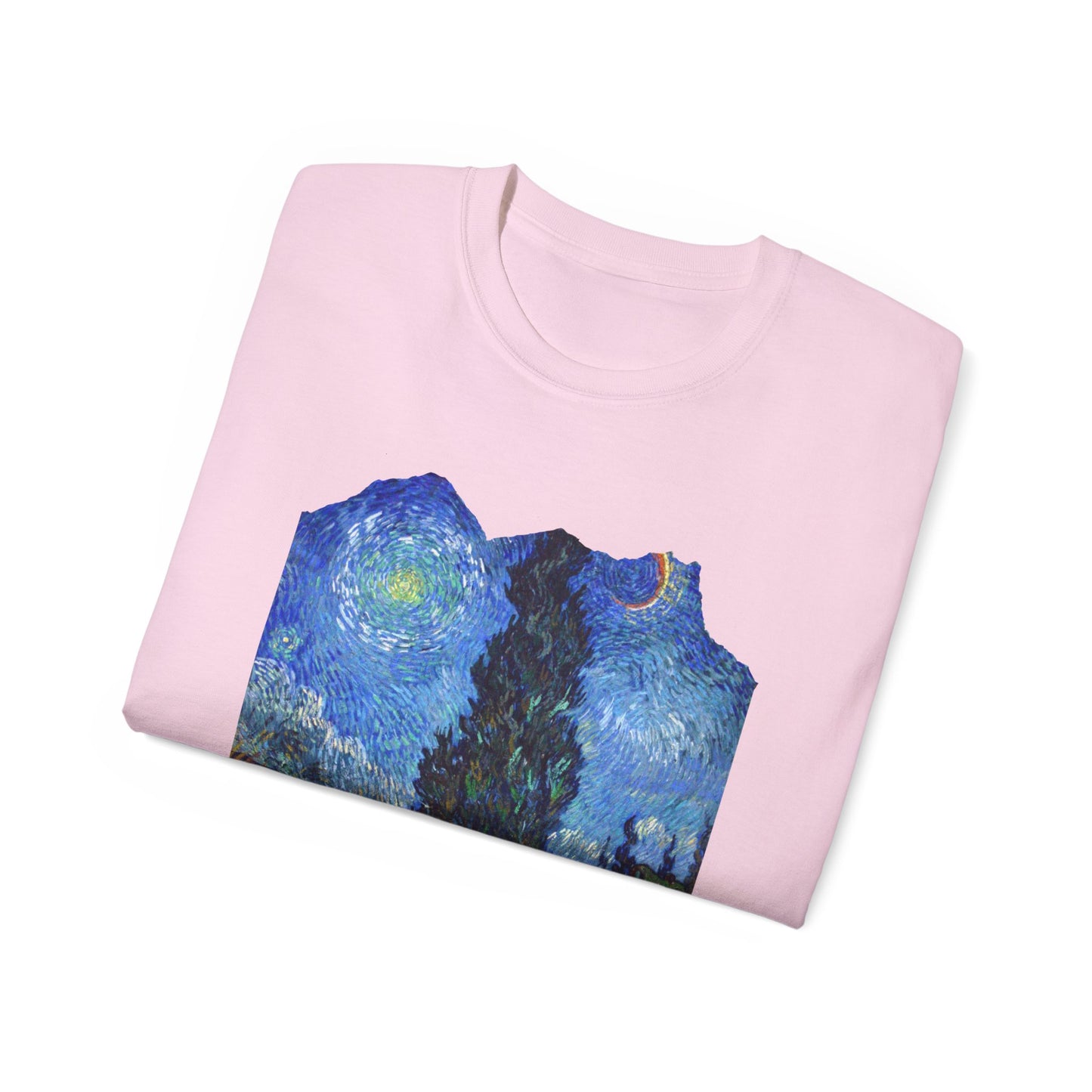 Ripped Vincent Van Gogh, Road with Cypresses and Star  1890 Ultra Cotton Tee