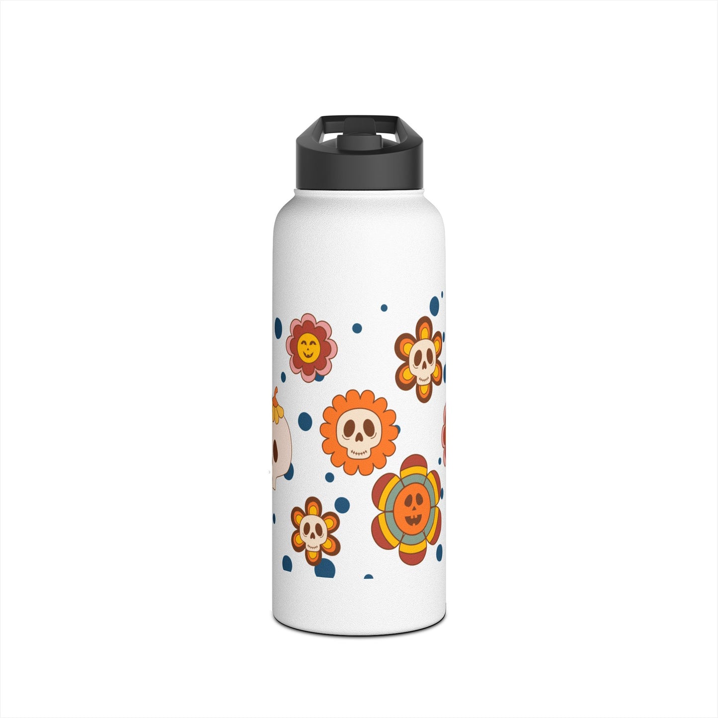 Halloween Flowers Stainless Steel Water Bottle, Standard Lid