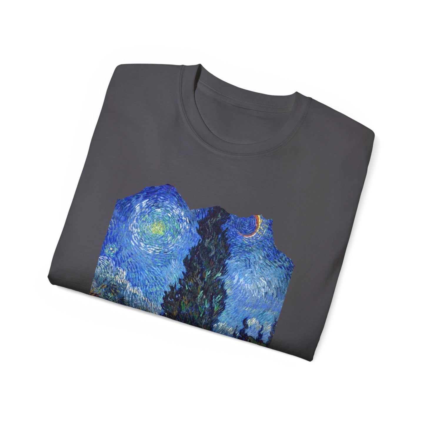 Ripped Vincent Van Gogh, Road with Cypresses and Star  1890 Ultra Cotton Tee