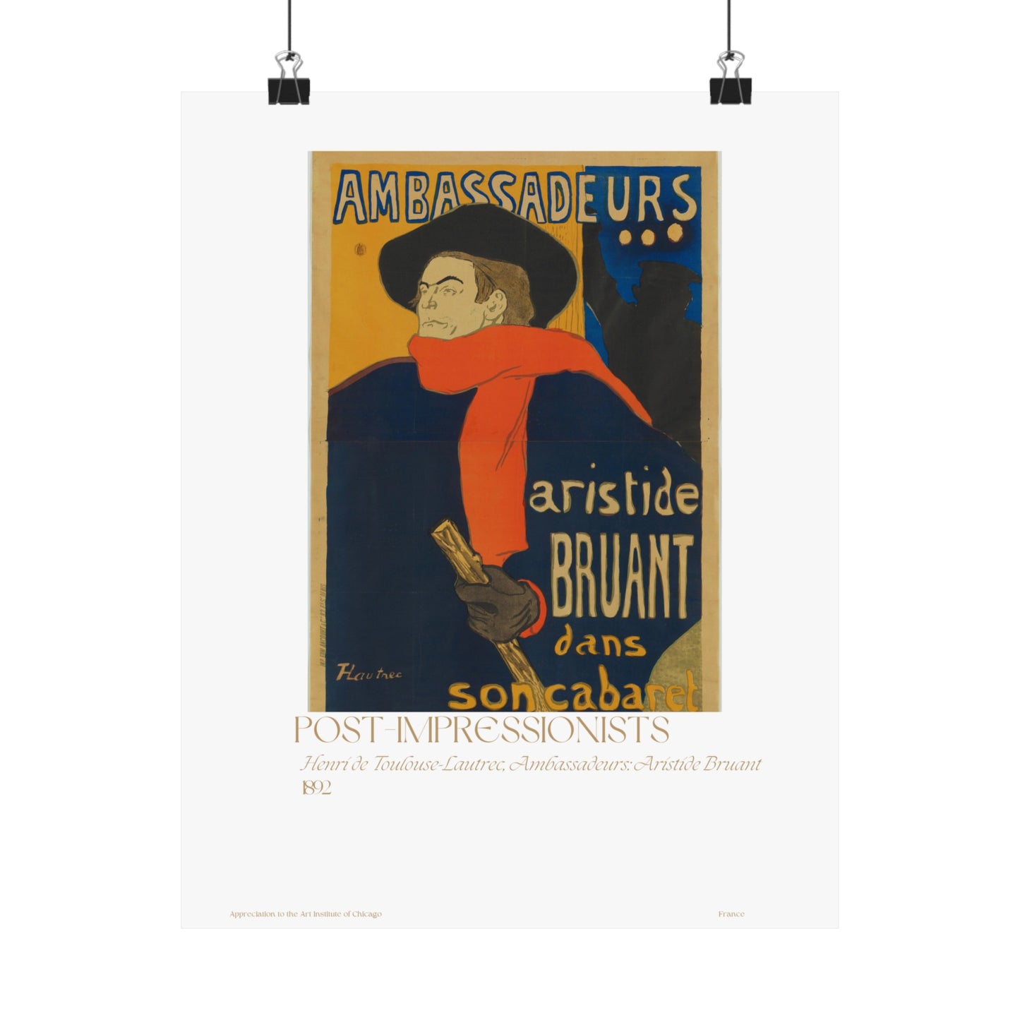 Henri de Toulouse-Lautrec, Ambassadeurs: Aristide Bruant 1892 Vertical Poster