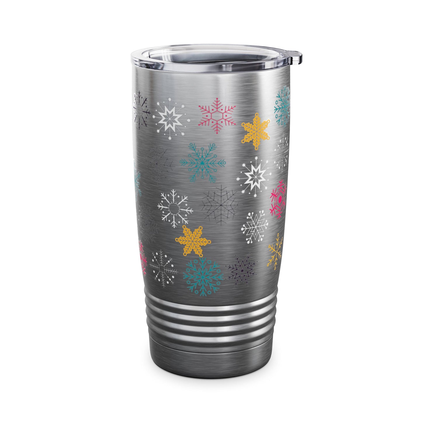 Vaso de cuello redondo con diseño de arcoíris Let it Snow, 20 oz