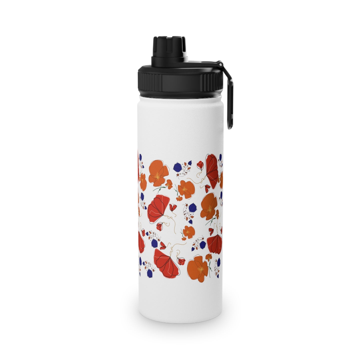 Poppies Steel Water Bottle, Standard Lid EU