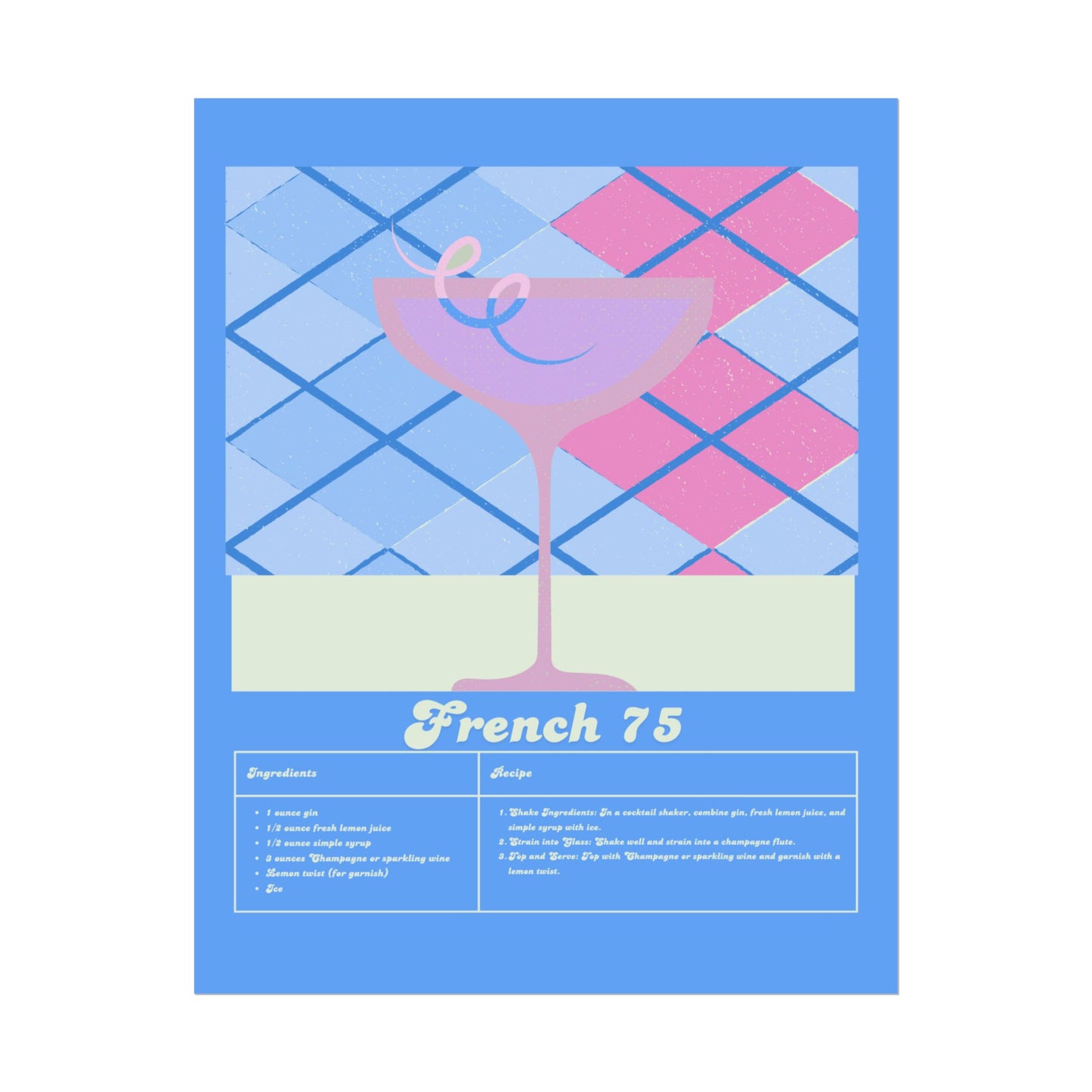 French 75 Illustration Vertical Poster SMALL EU