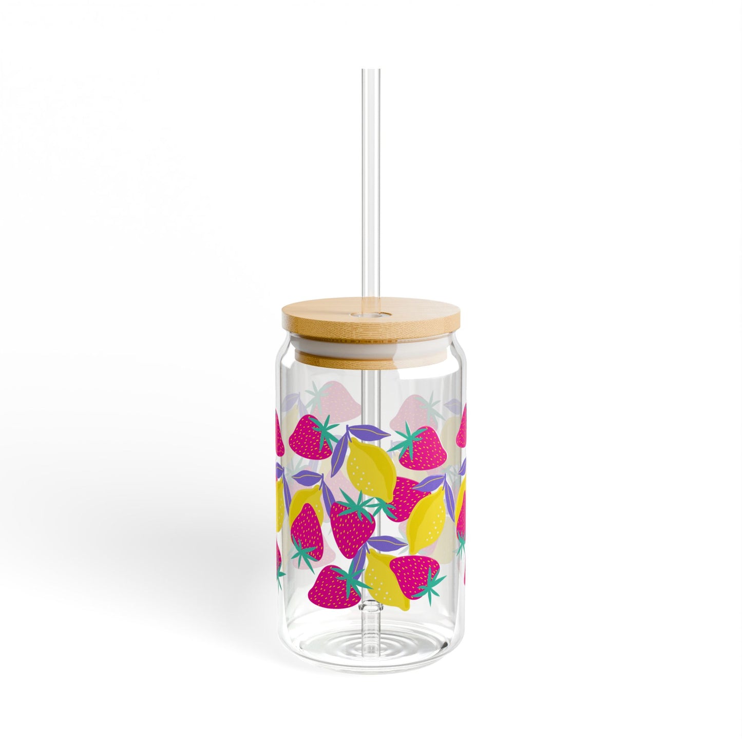 Vaso para beber con limones y fresas, 16 oz