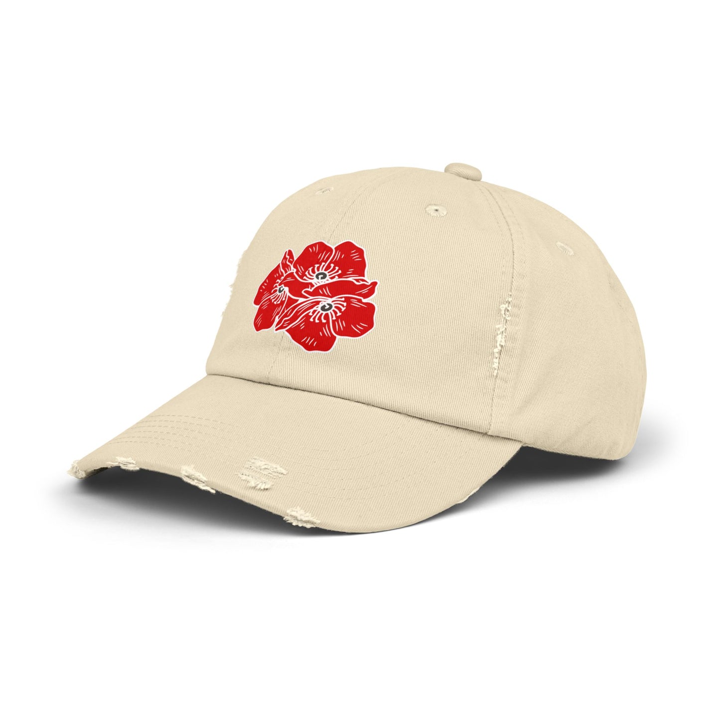 Poppies Unisex Distressed Cap