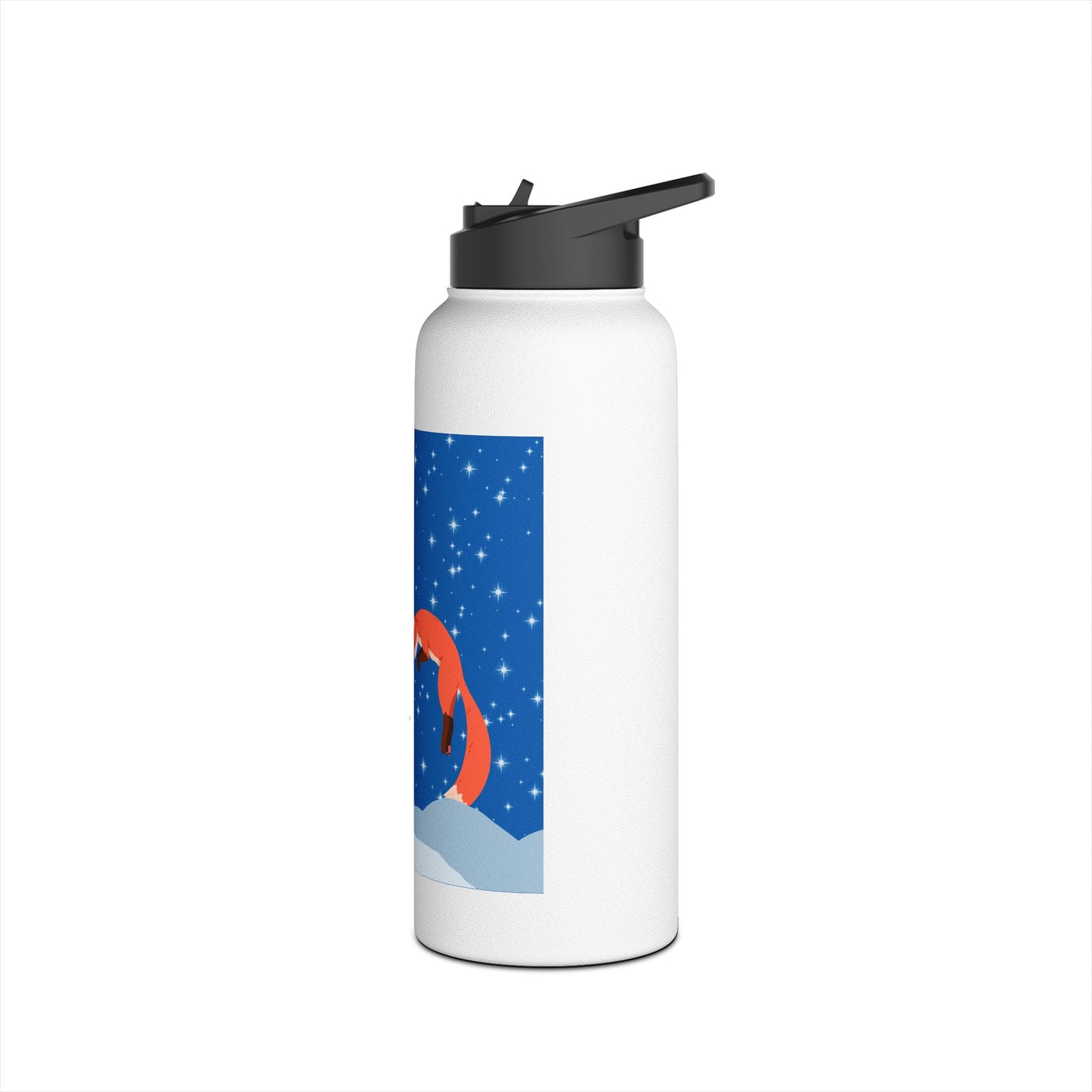 Snow Jumping Fox Stainless Steel Water Bottle, Standard Lid