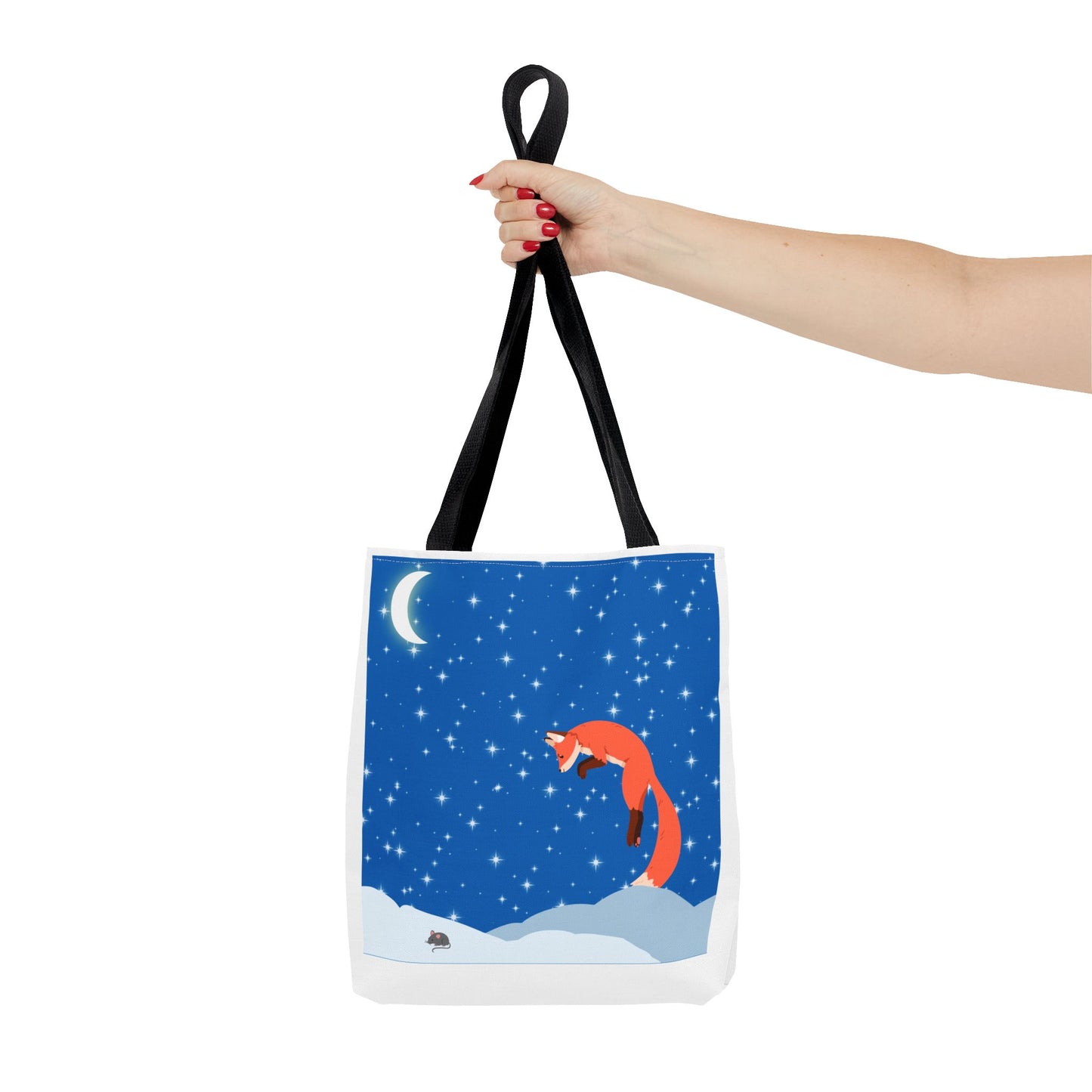 Snow Jumping Fox Tote Bag