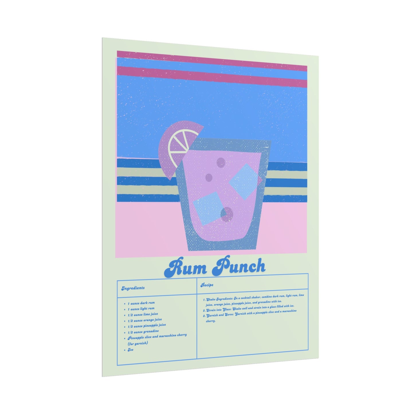 Rum Punch Illustration Vertical Poster SMALL EU