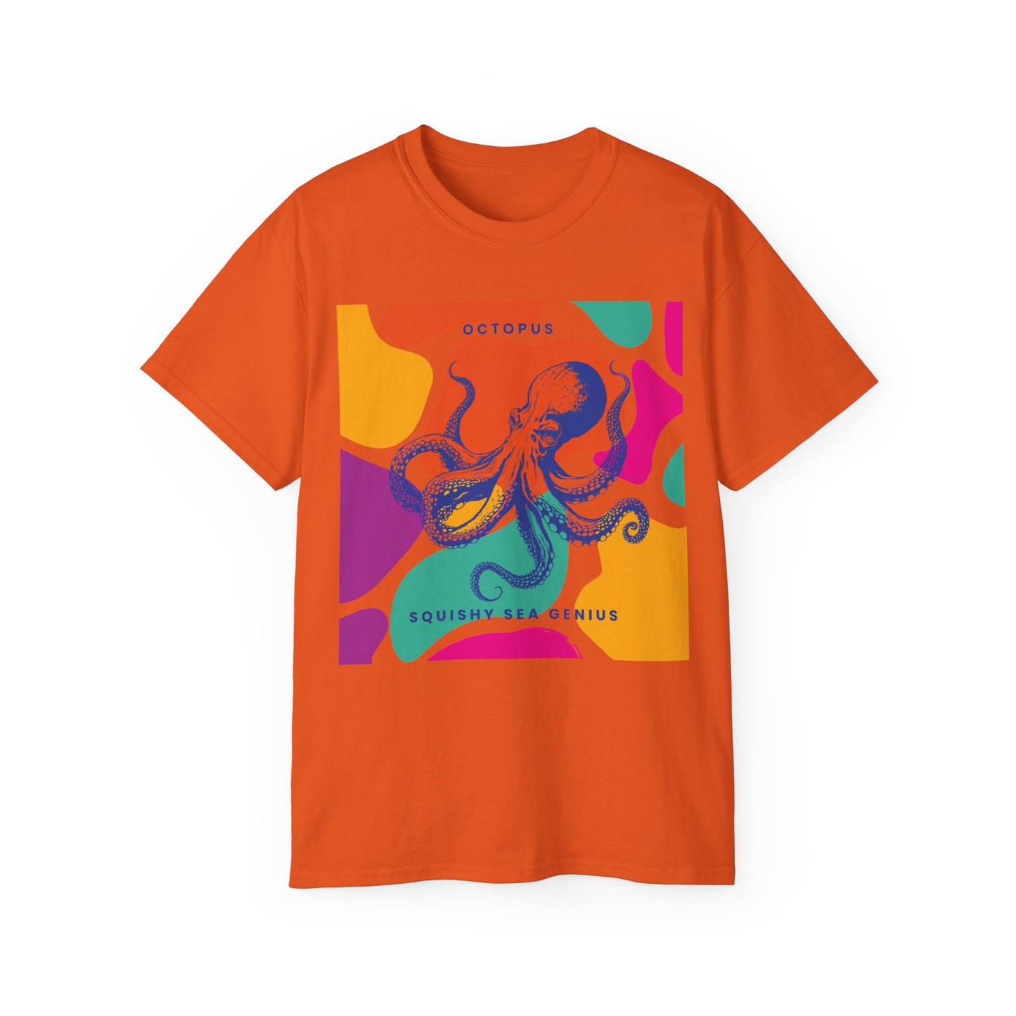 Camiseta unisex de algodón ultra suave con diseño de pulpo Squishy Sea Genius de la UE 