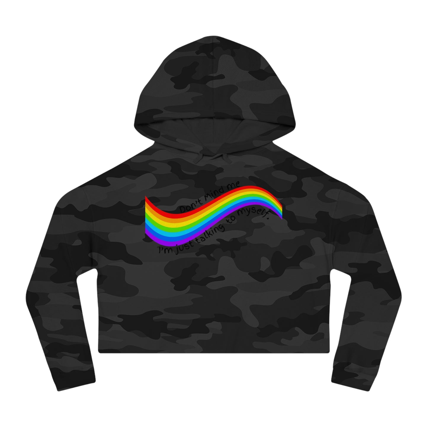 Talking to Myself Rainbow Crop Hoodie