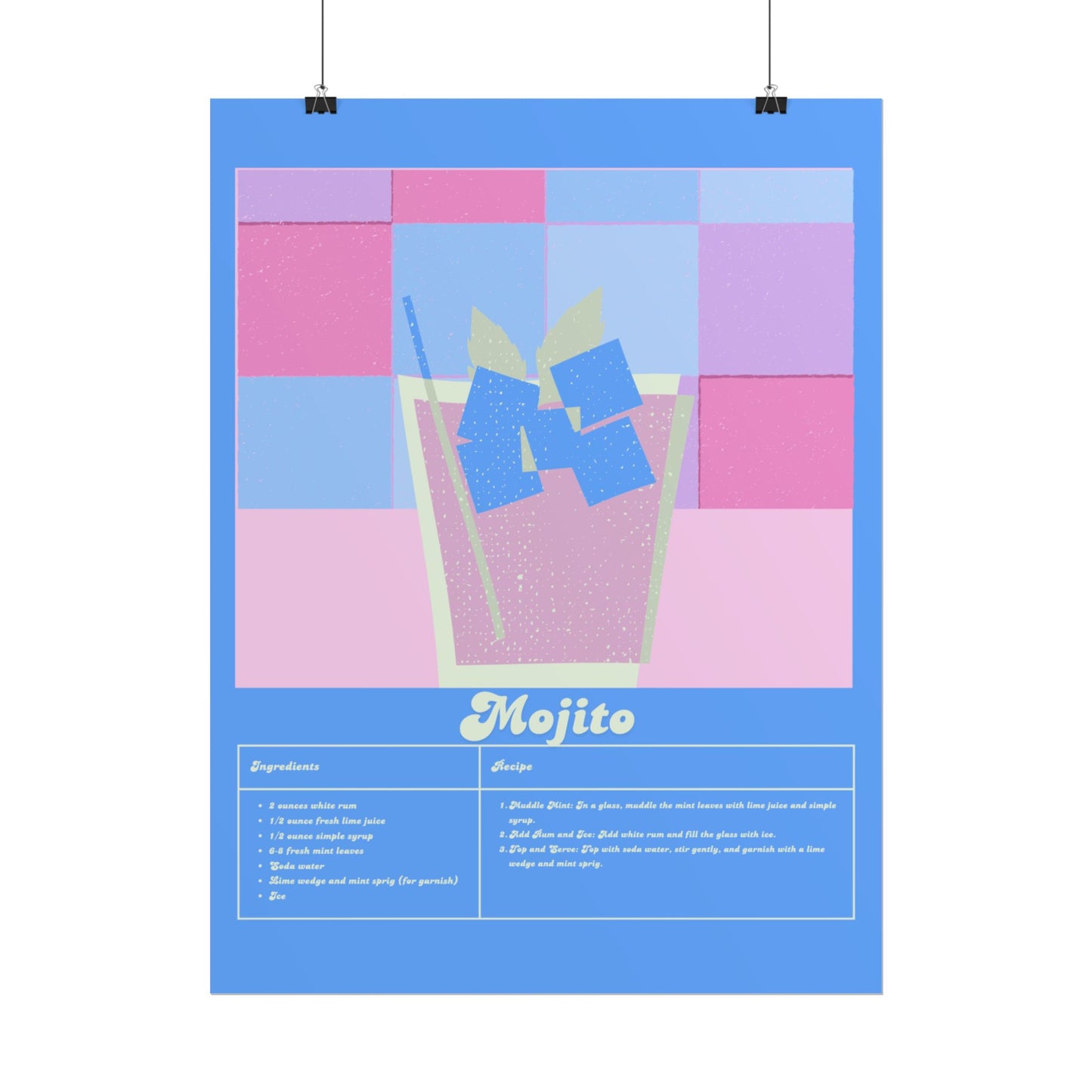 Mojito Illustration Vertical Poster LARGE EU