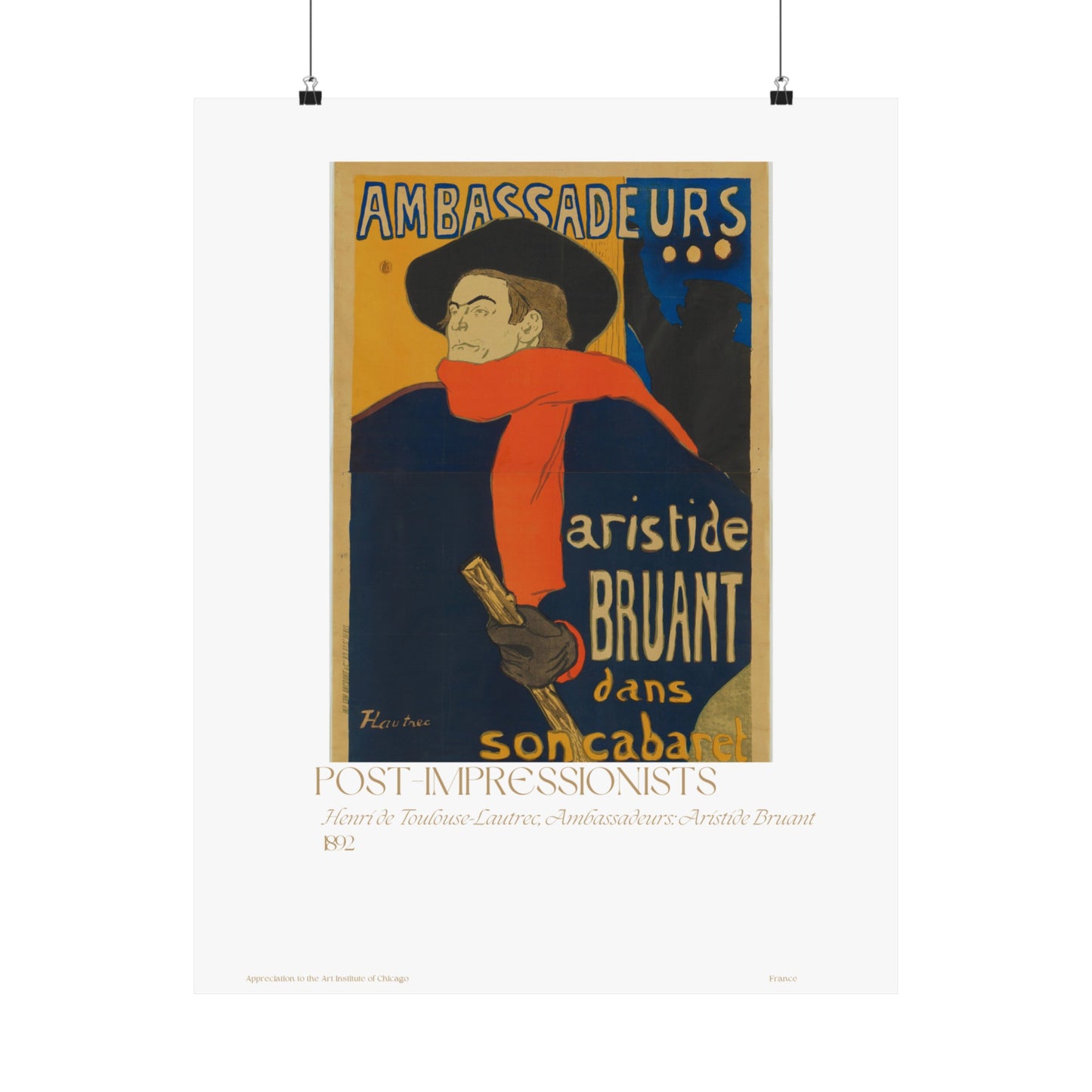 Henri de Toulouse-Lautrec, Ambassadeurs: Aristide Bruant 1892 Vertical Poster