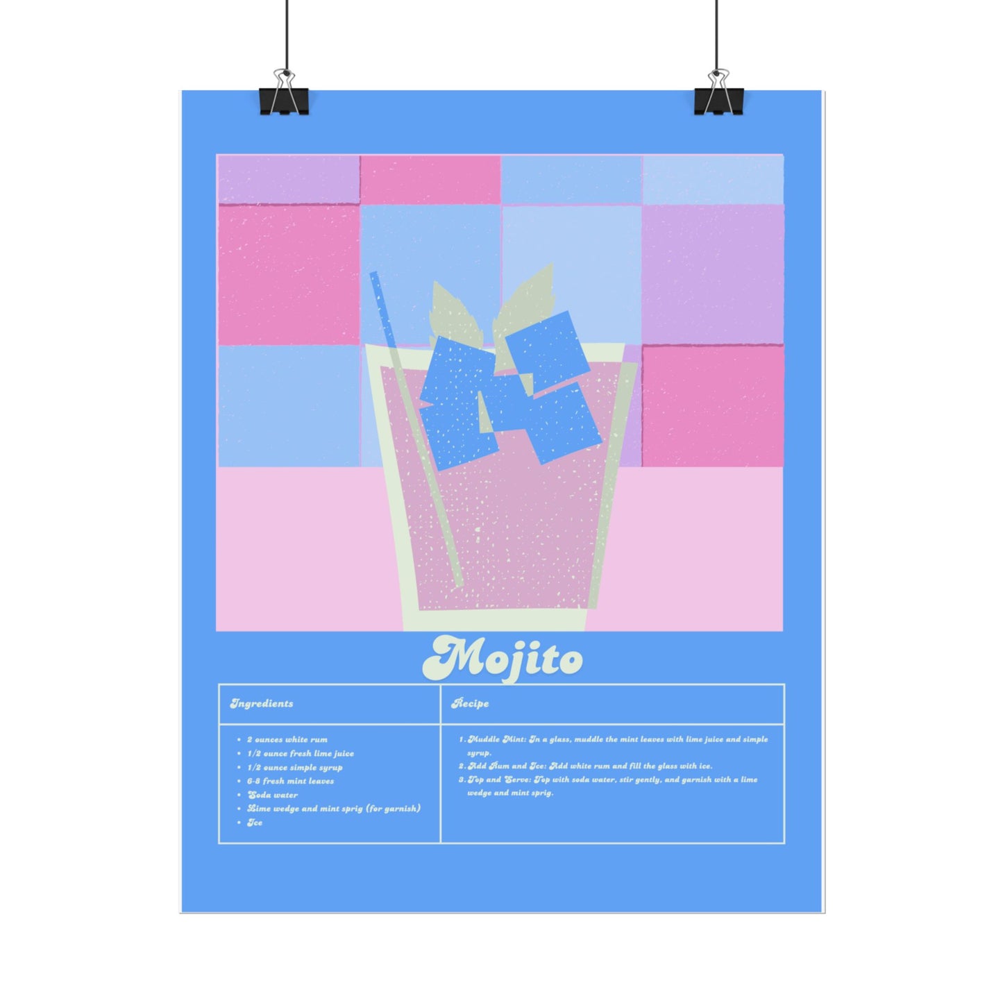 Mojito Illustration Vertical Poster SMALL EU