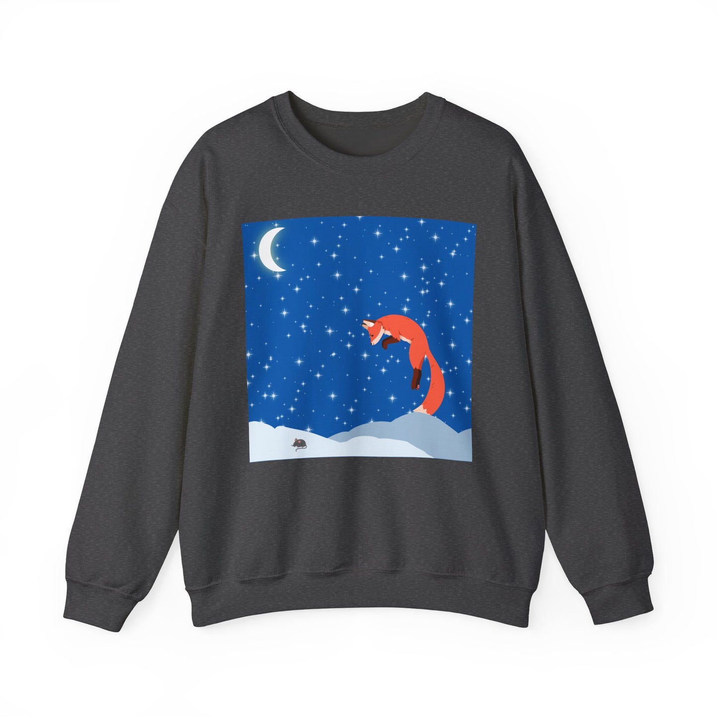 Sudadera unisex de mezcla pesada con cuello redondo Snow Jumping Fox