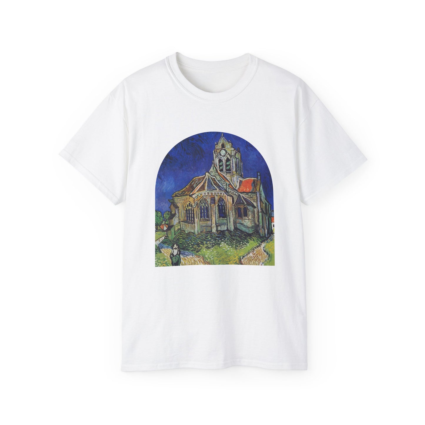 Camiseta de algodón ultra suave de Vincent Van Gogh, La iglesia de Auvers, 1890, EU