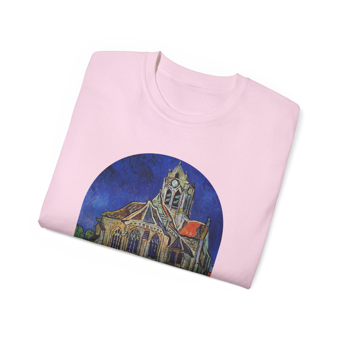 Camiseta de algodón ultra suave de Vincent Van Gogh, La iglesia de Auvers, 1890, EU