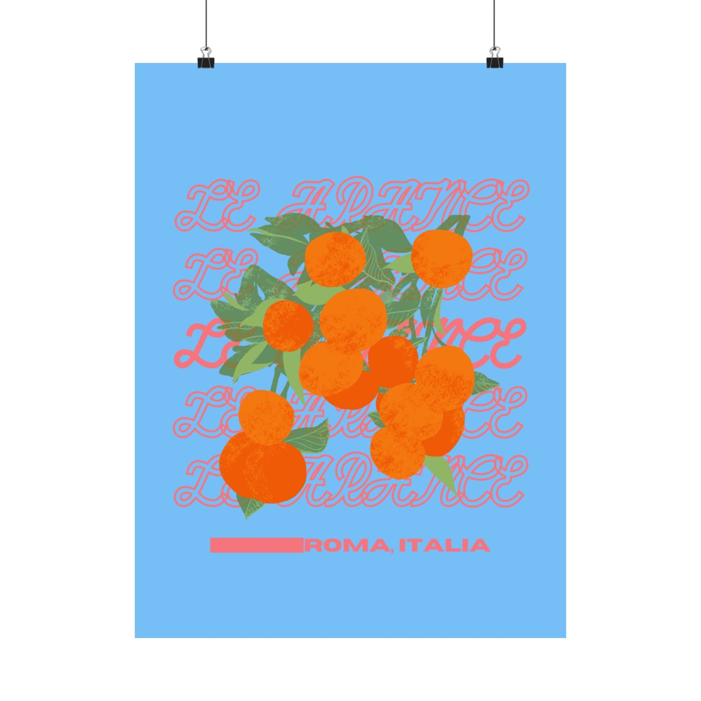 Oranges, Rome Italy Illustration Vertical Poster