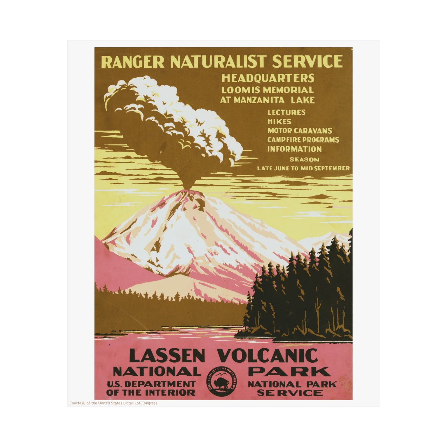 Lassen Volcanic National Park Illustration Vertical Poster