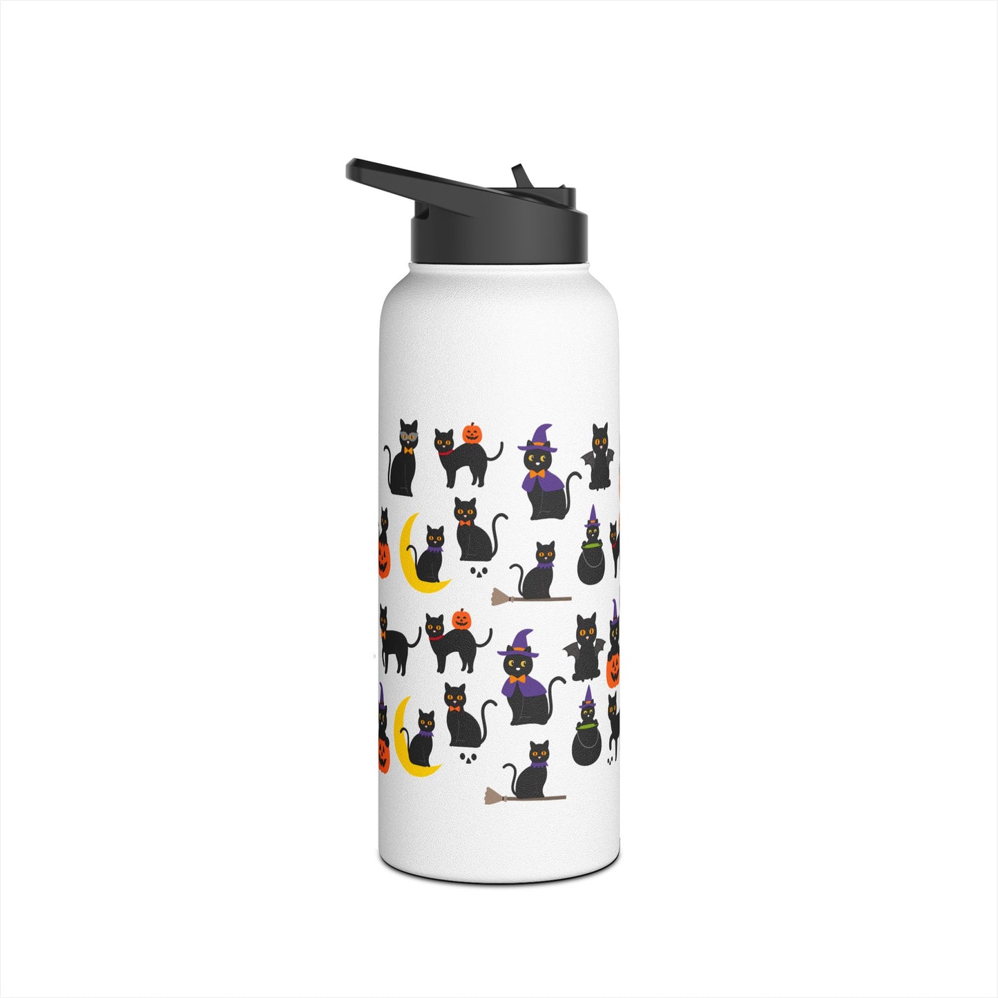 Halloween Cats Stainless Steel Water Bottle, Standard Lid